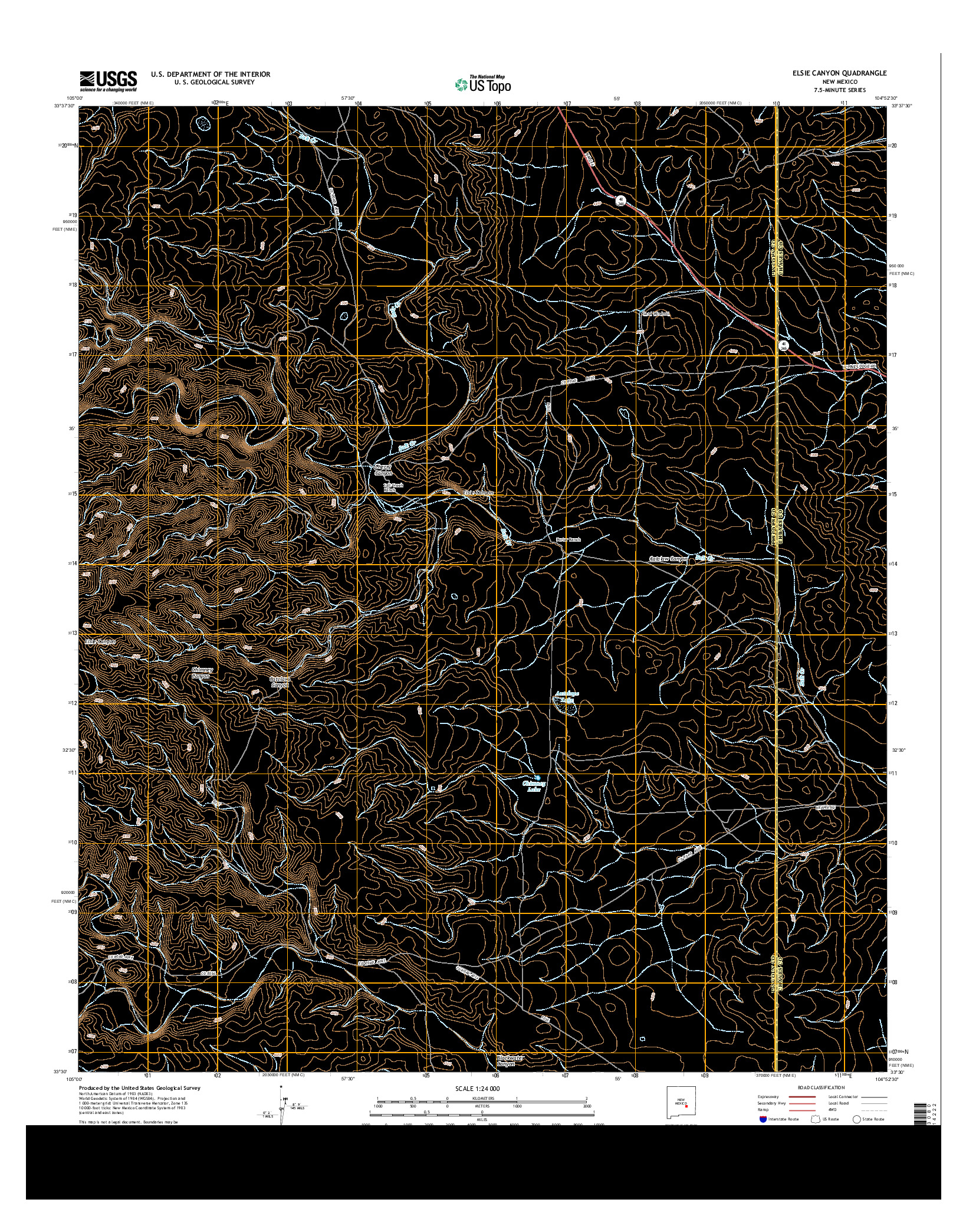 USGS US TOPO 7.5-MINUTE MAP FOR ELSIE CANYON, NM 2013