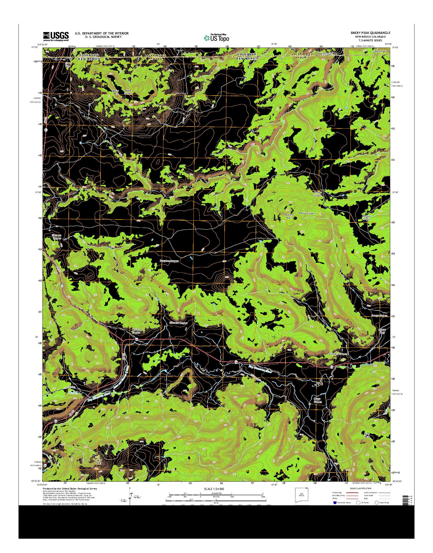 USGS US TOPO 7.5-MINUTE MAP FOR EMERY PEAK, NM-CO 2013