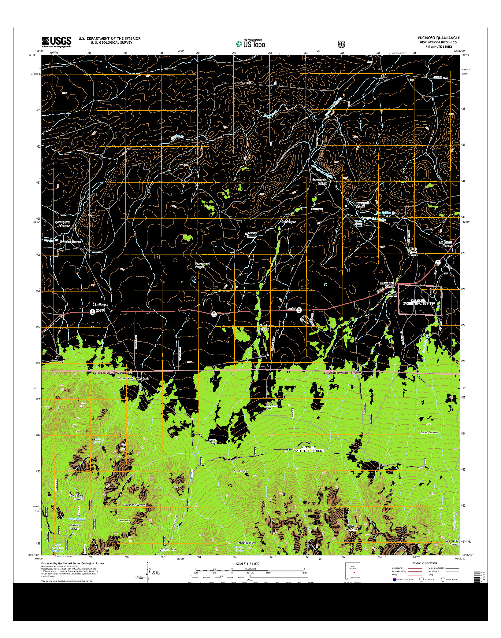 USGS US TOPO 7.5-MINUTE MAP FOR ENCINOSO, NM 2013