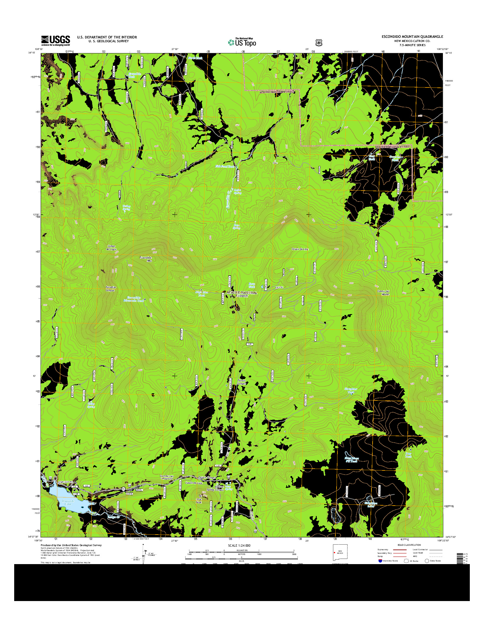 USGS US TOPO 7.5-MINUTE MAP FOR ESCONDIDO MOUNTAIN, NM 2013