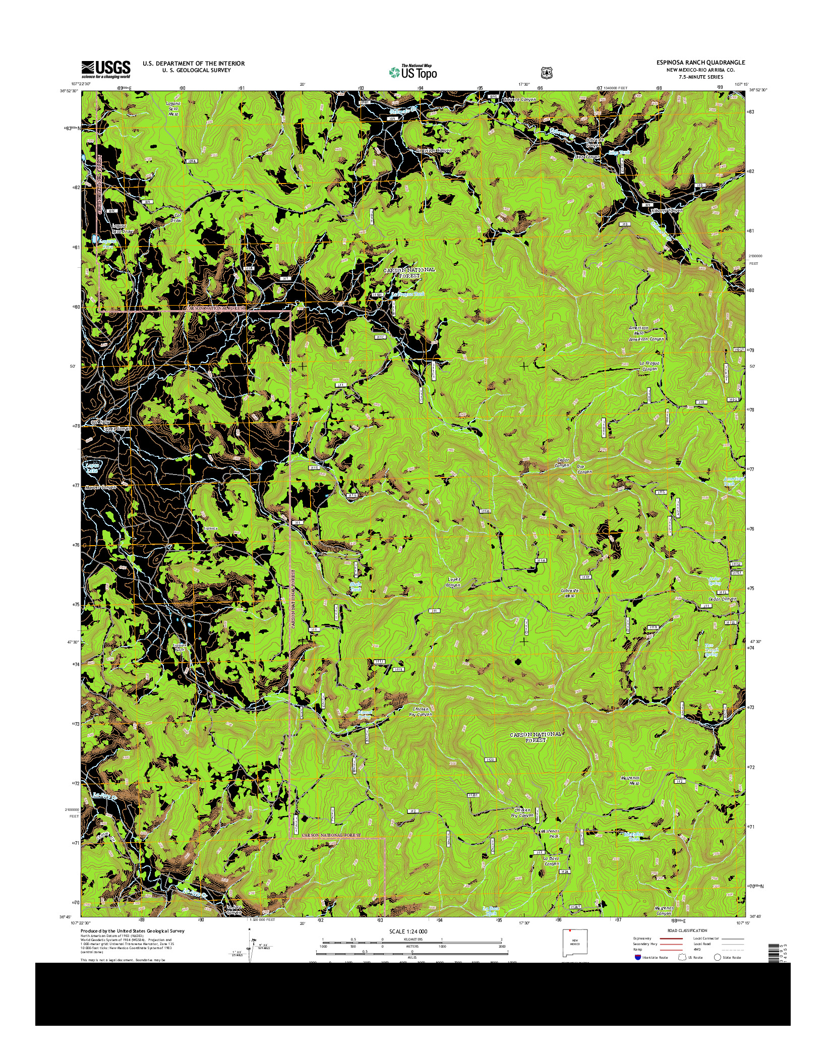 USGS US TOPO 7.5-MINUTE MAP FOR ESPINOSA RANCH, NM 2013