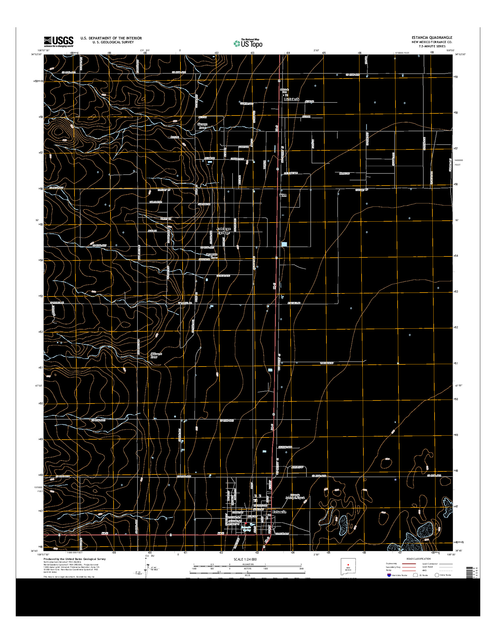 USGS US TOPO 7.5-MINUTE MAP FOR ESTANCIA, NM 2013