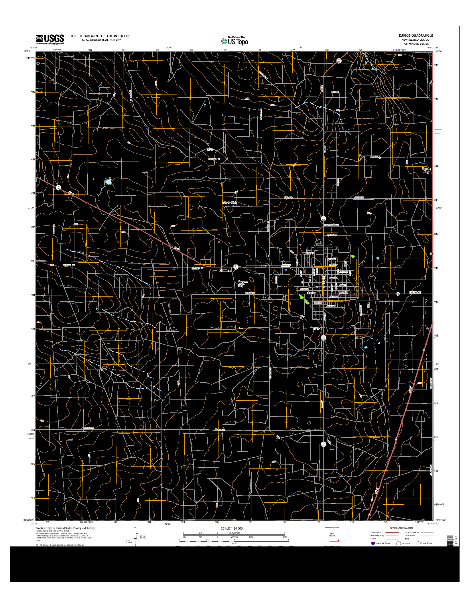 USGS US TOPO 7.5-MINUTE MAP FOR EUNICE, NM 2013