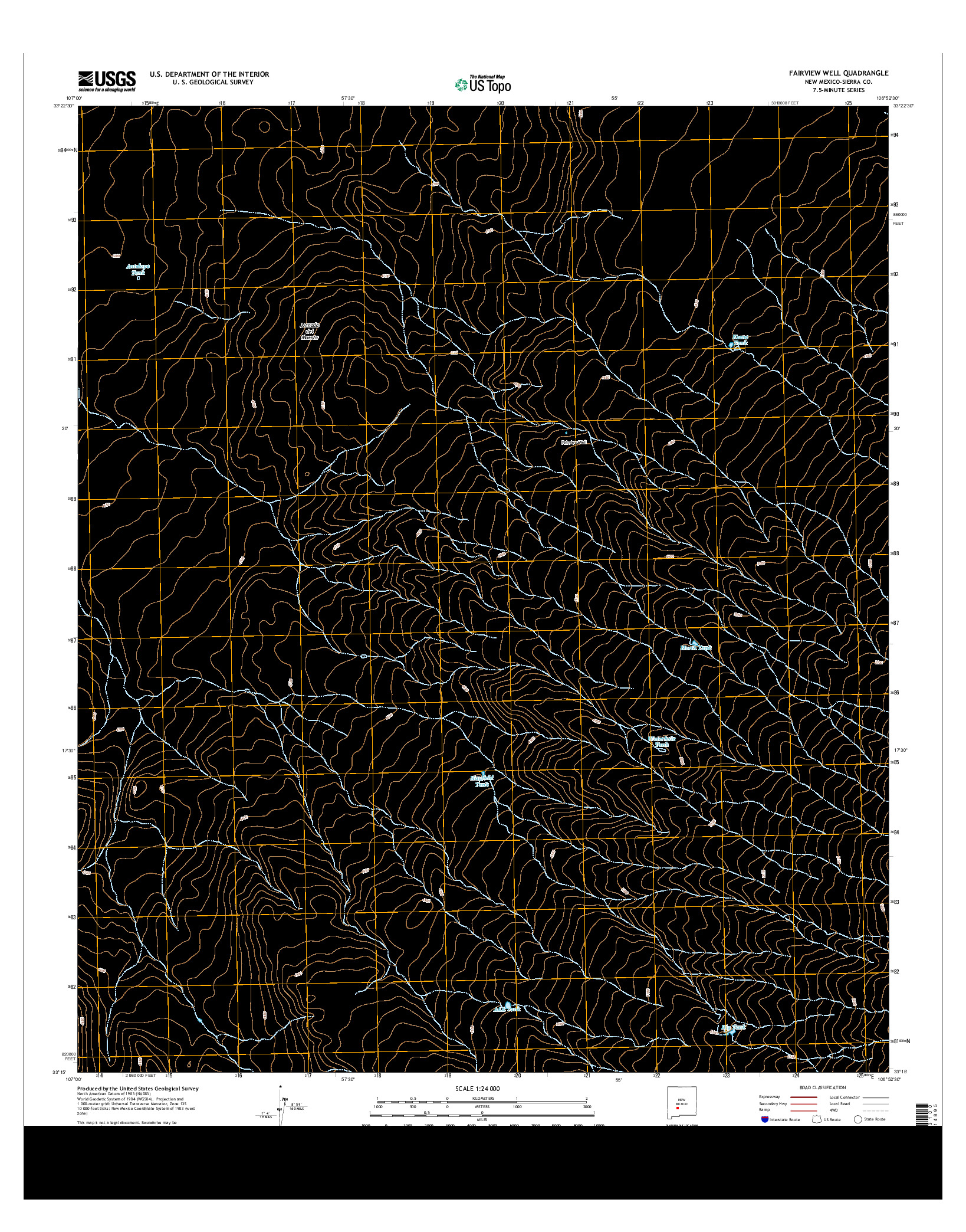 USGS US TOPO 7.5-MINUTE MAP FOR FAIRVIEW WELL, NM 2013