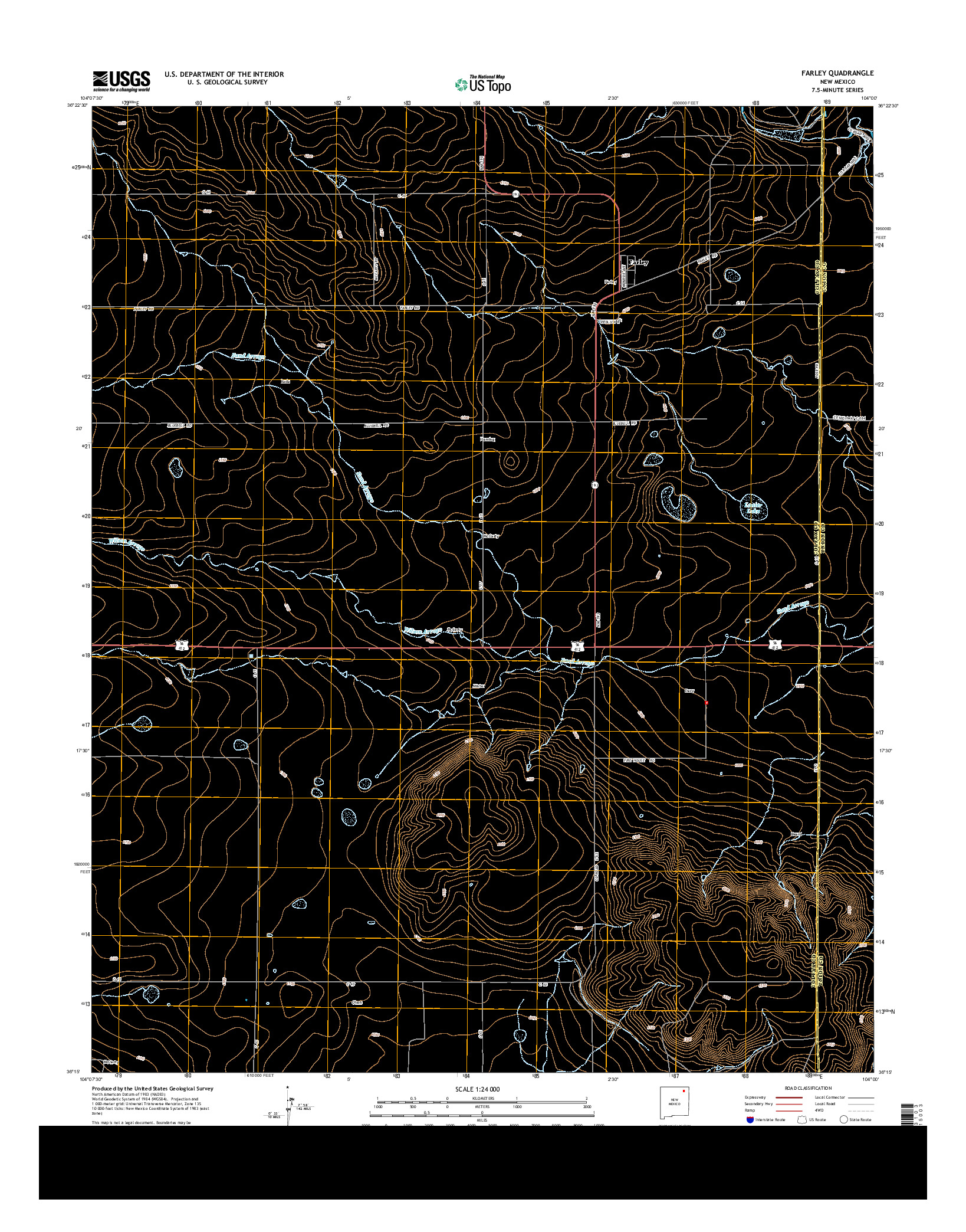 USGS US TOPO 7.5-MINUTE MAP FOR FARLEY, NM 2013