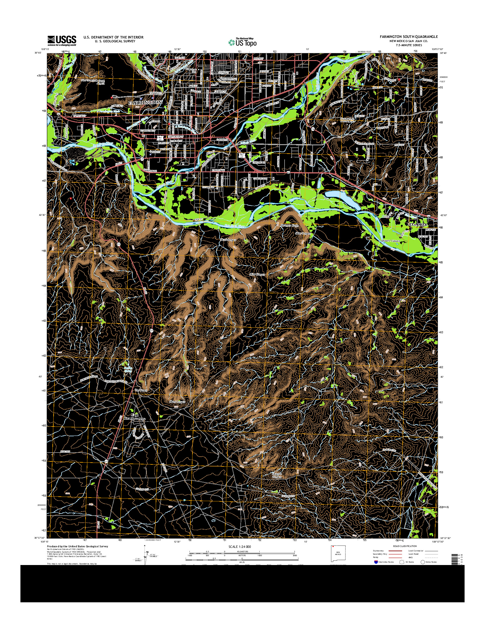 USGS US TOPO 7.5-MINUTE MAP FOR FARMINGTON SOUTH, NM 2013