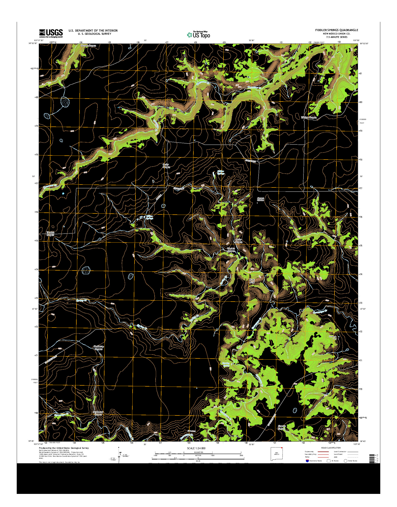 USGS US TOPO 7.5-MINUTE MAP FOR FIDDLER SPRINGS, NM 2013