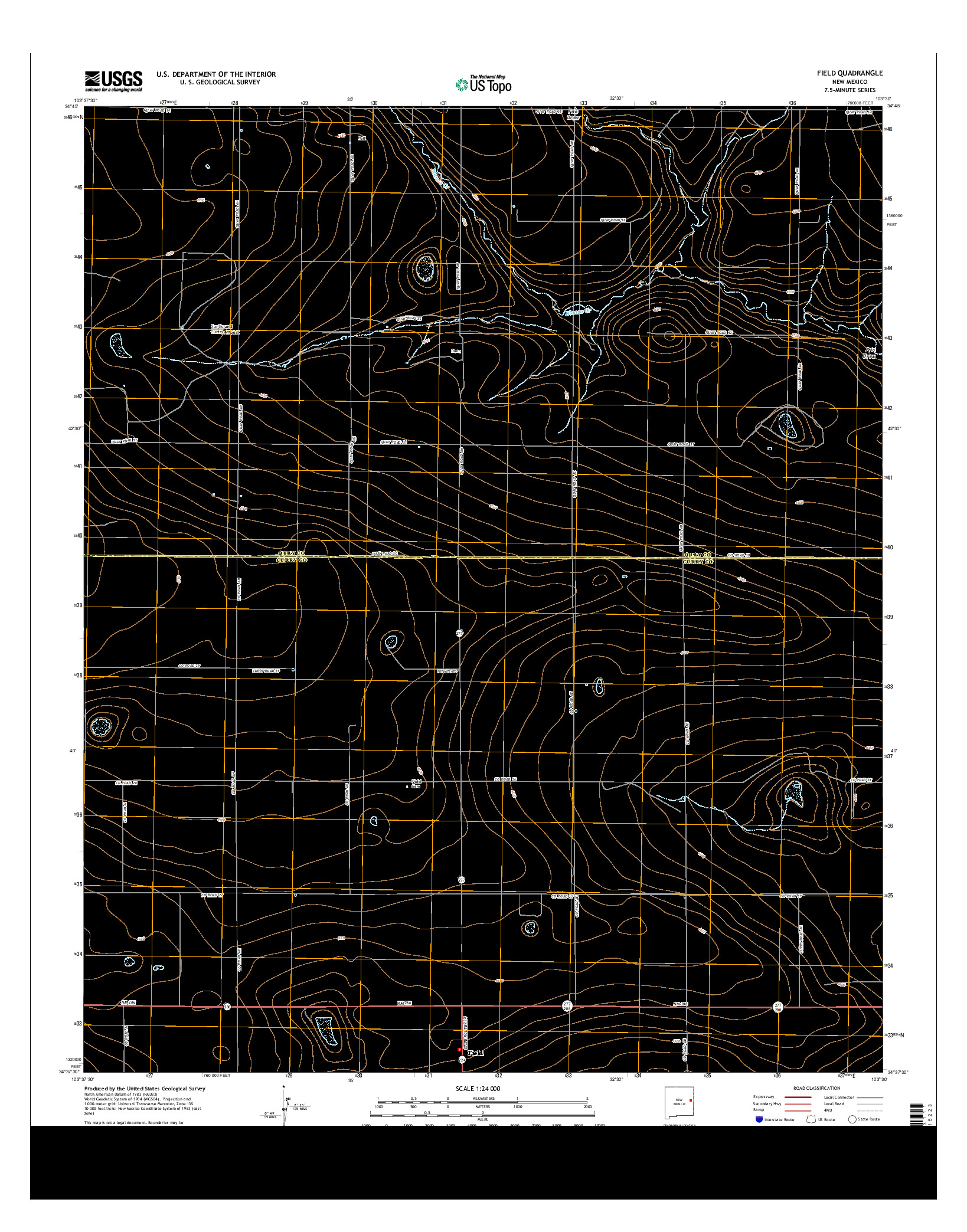 USGS US TOPO 7.5-MINUTE MAP FOR FIELD, NM 2013