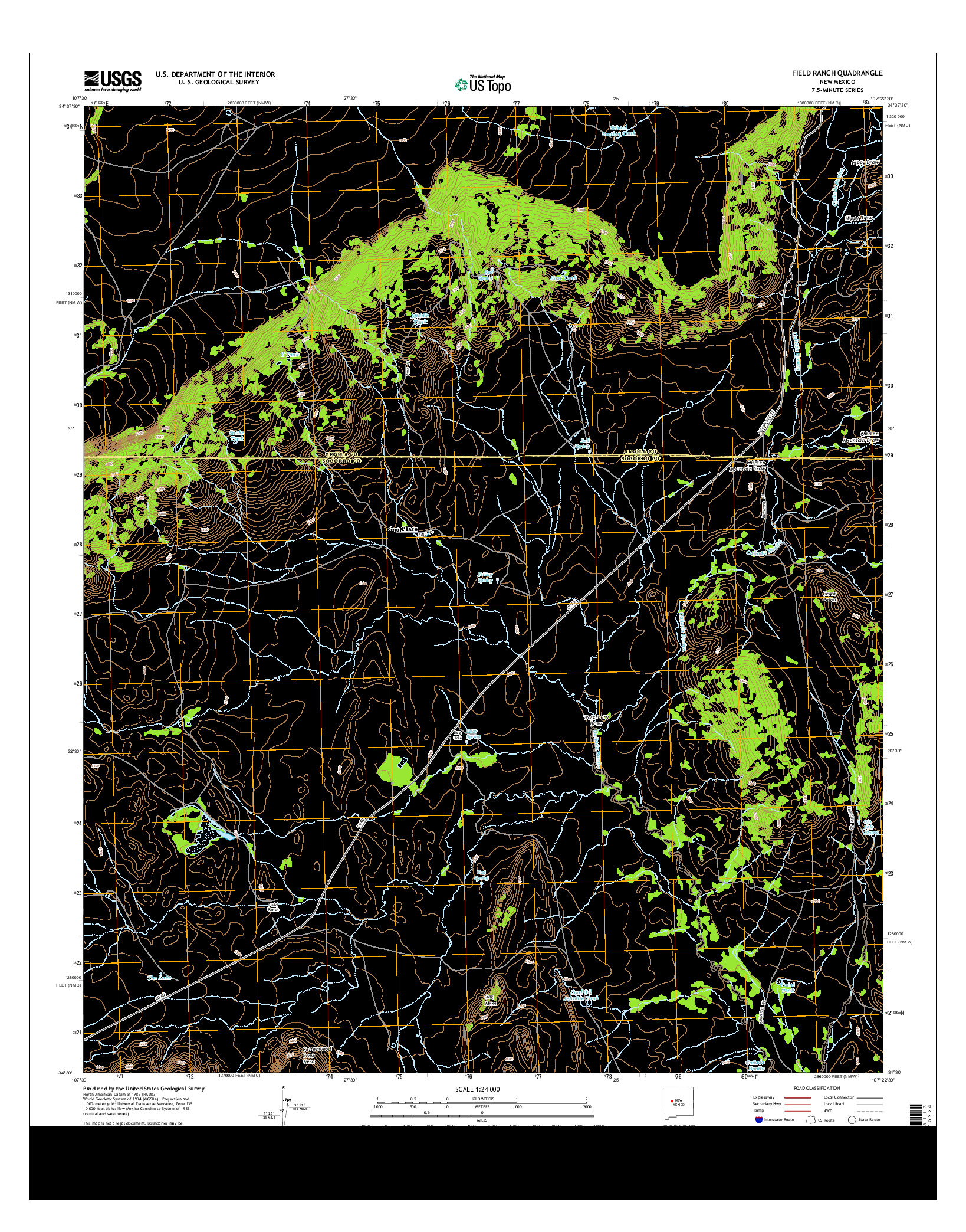 USGS US TOPO 7.5-MINUTE MAP FOR FIELD RANCH, NM 2013