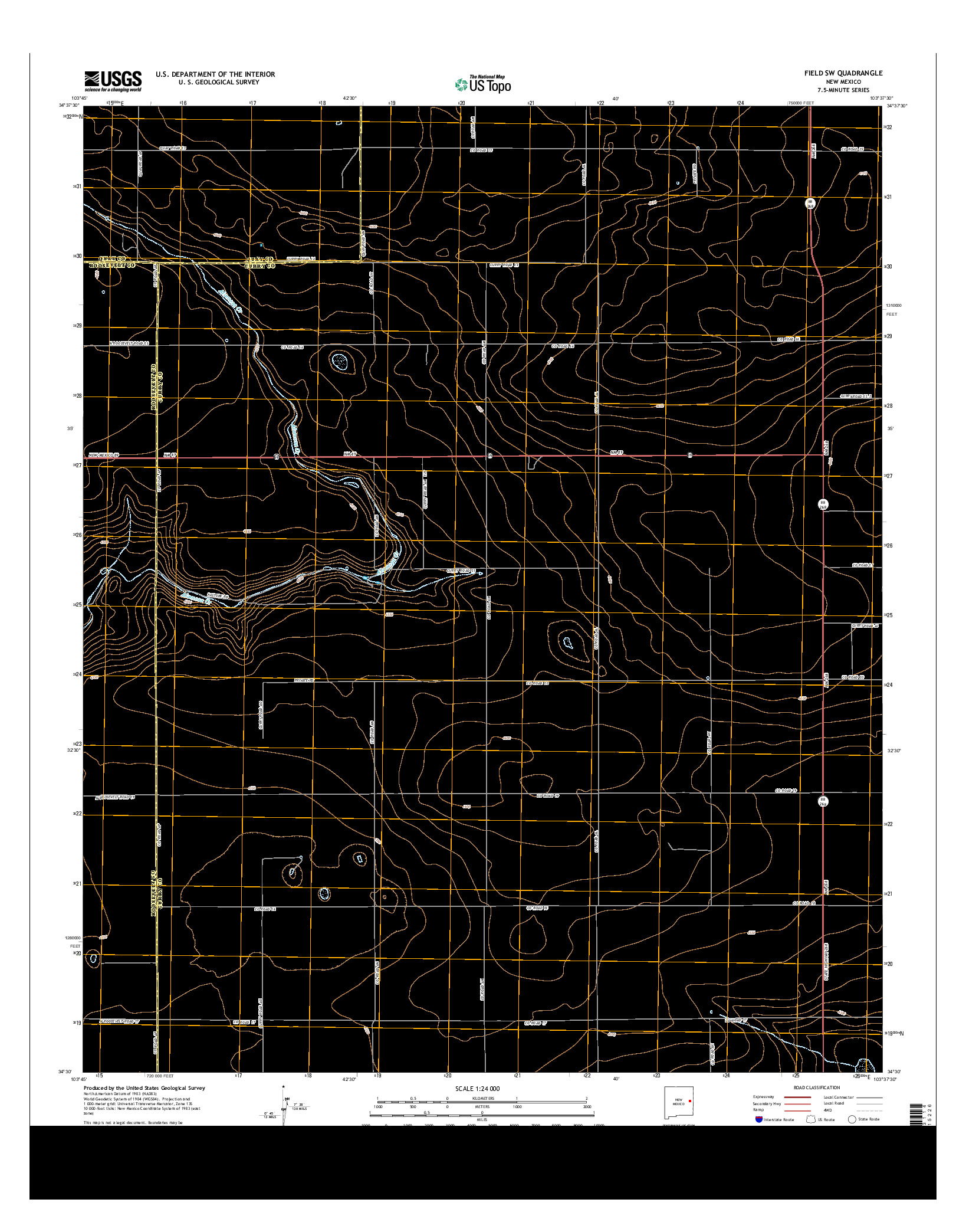 USGS US TOPO 7.5-MINUTE MAP FOR FIELD SW, NM 2013