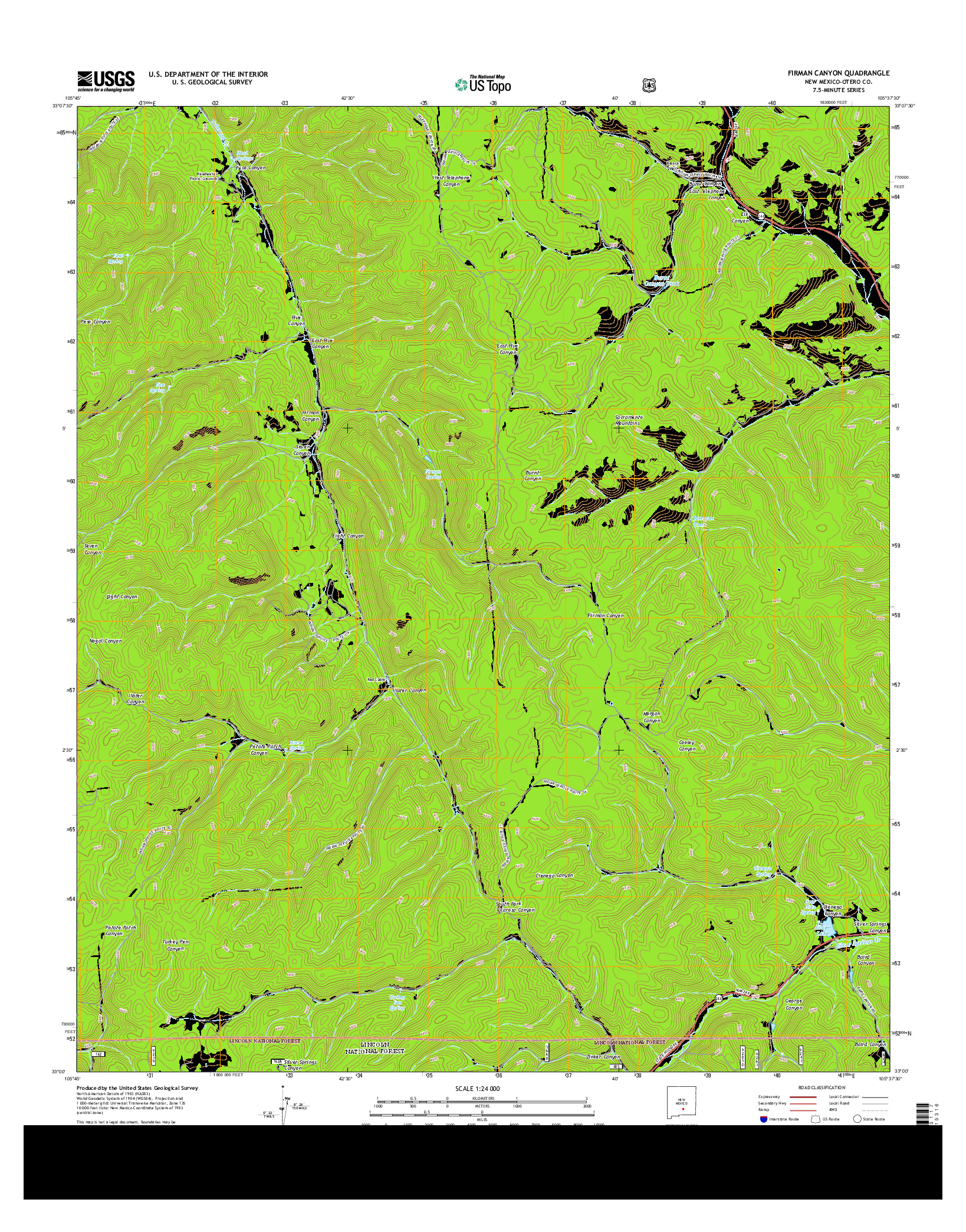USGS US TOPO 7.5-MINUTE MAP FOR FIRMAN CANYON, NM 2013