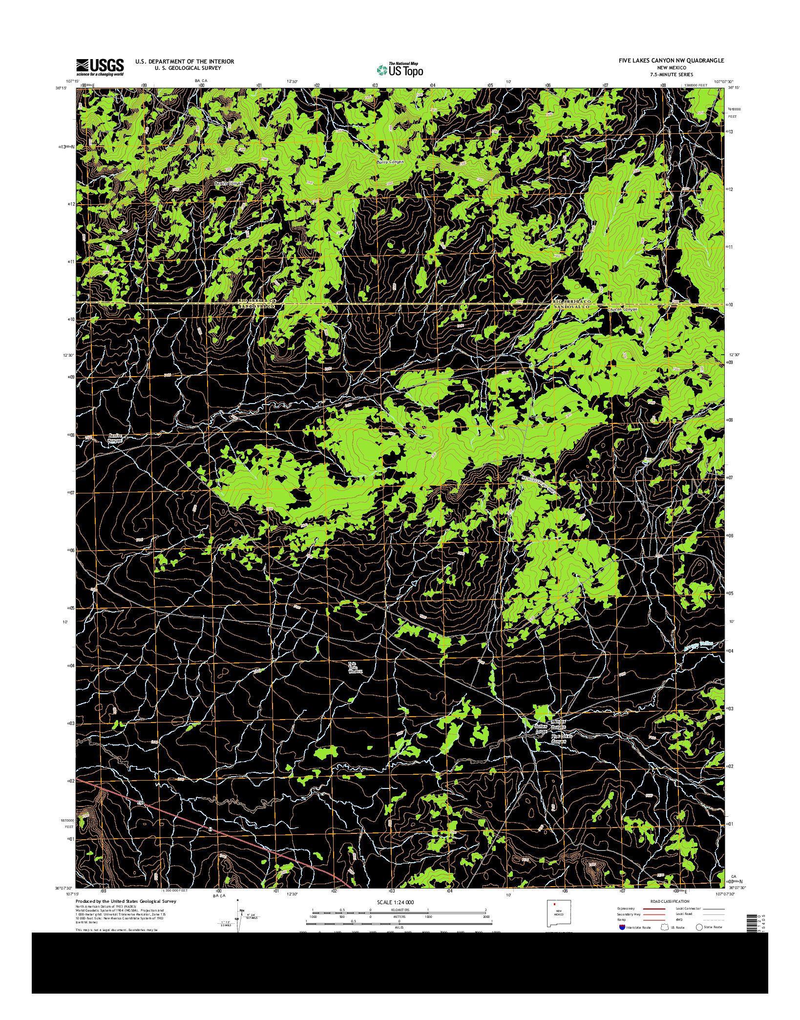 USGS US TOPO 7.5-MINUTE MAP FOR FIVE LAKES CANYON NW, NM 2013