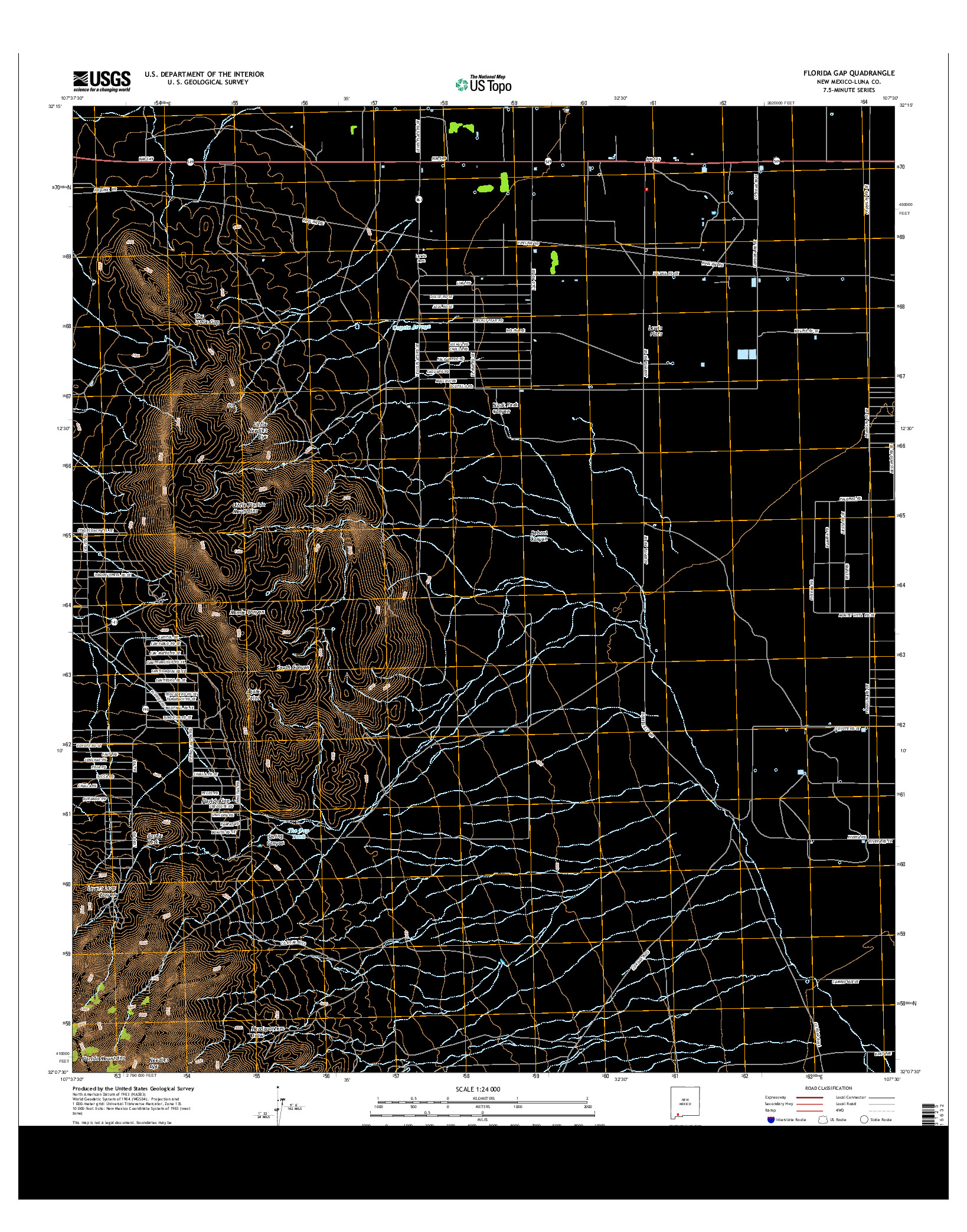 USGS US TOPO 7.5-MINUTE MAP FOR FLORIDA GAP, NM 2013