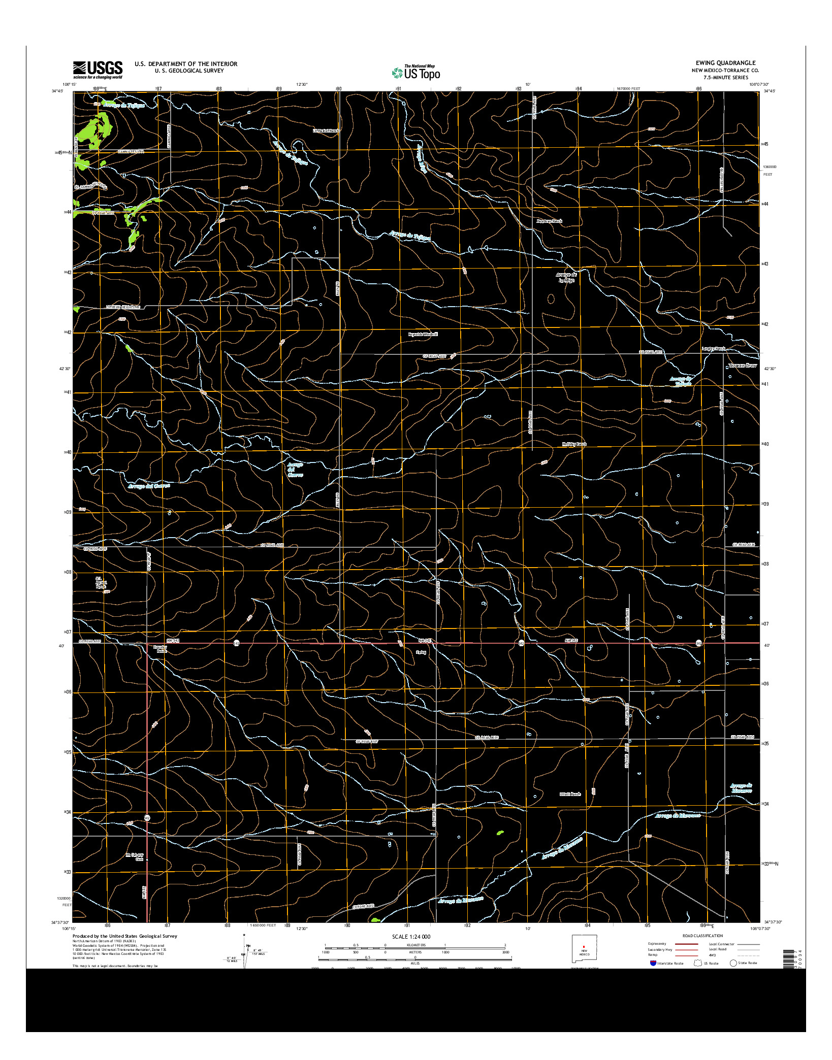 USGS US TOPO 7.5-MINUTE MAP FOR EWING, NM 2013