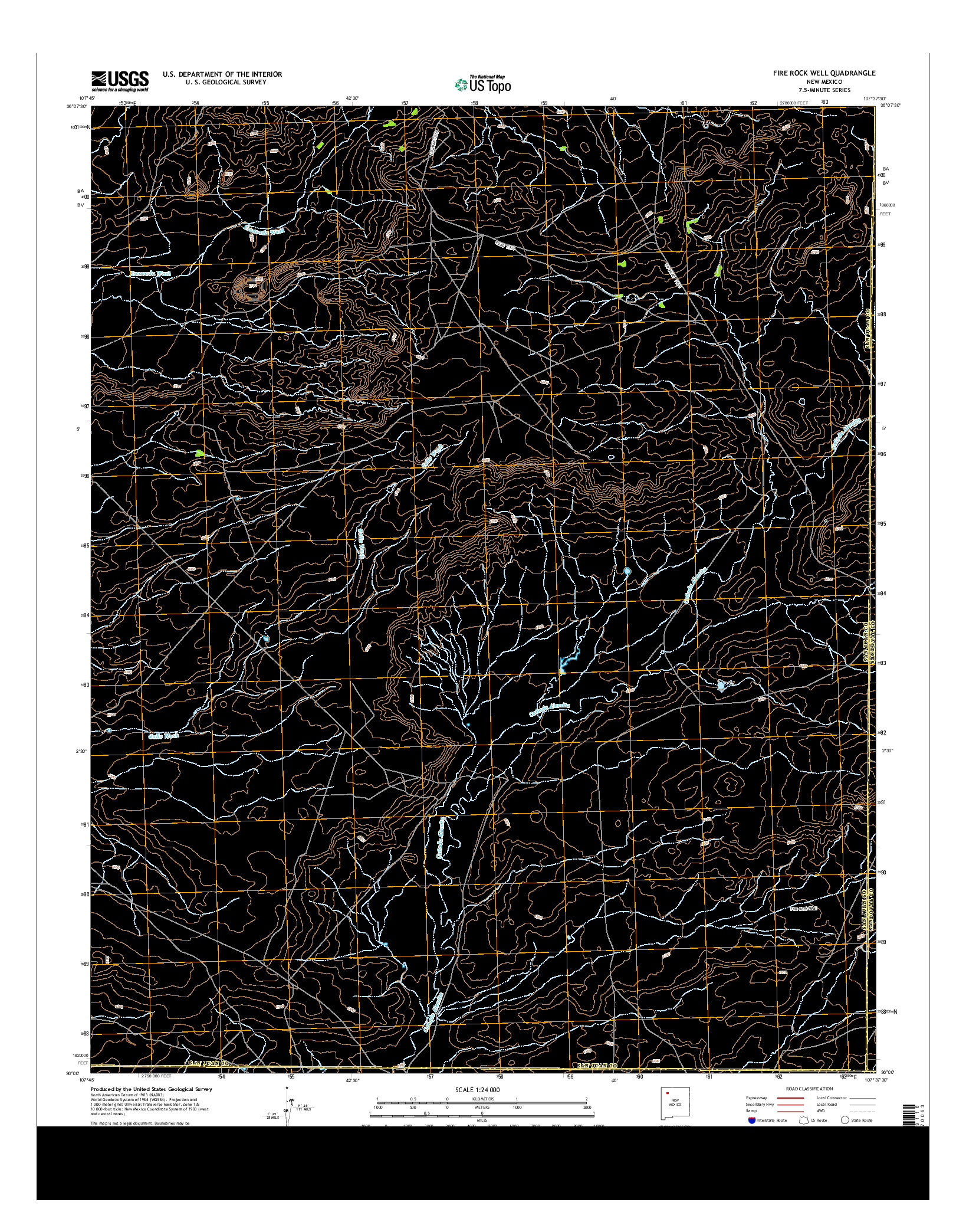 USGS US TOPO 7.5-MINUTE MAP FOR FIRE ROCK WELL, NM 2013