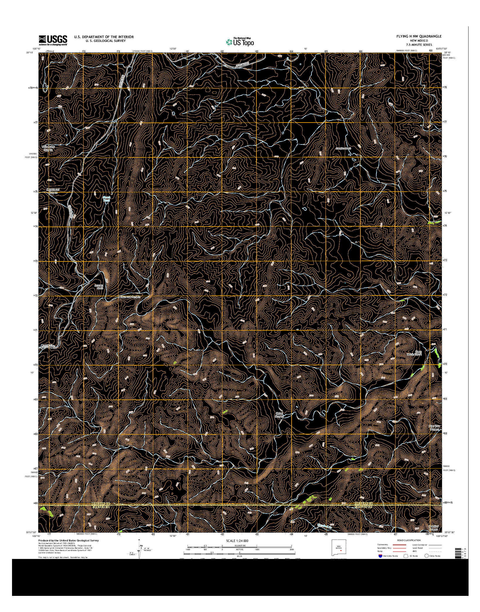 USGS US TOPO 7.5-MINUTE MAP FOR FLYING H NW, NM 2013