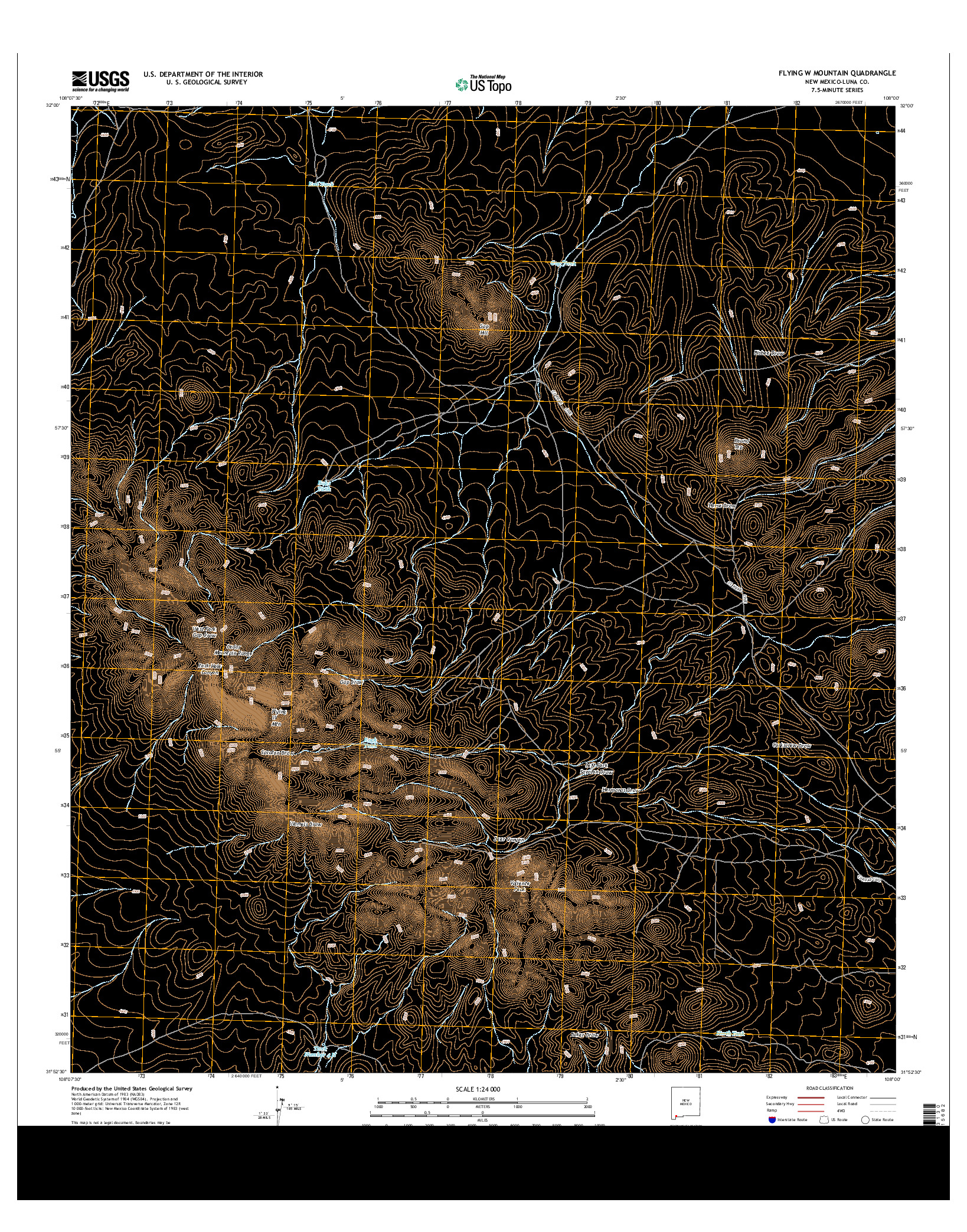 USGS US TOPO 7.5-MINUTE MAP FOR FLYING W MOUNTAIN, NM 2013