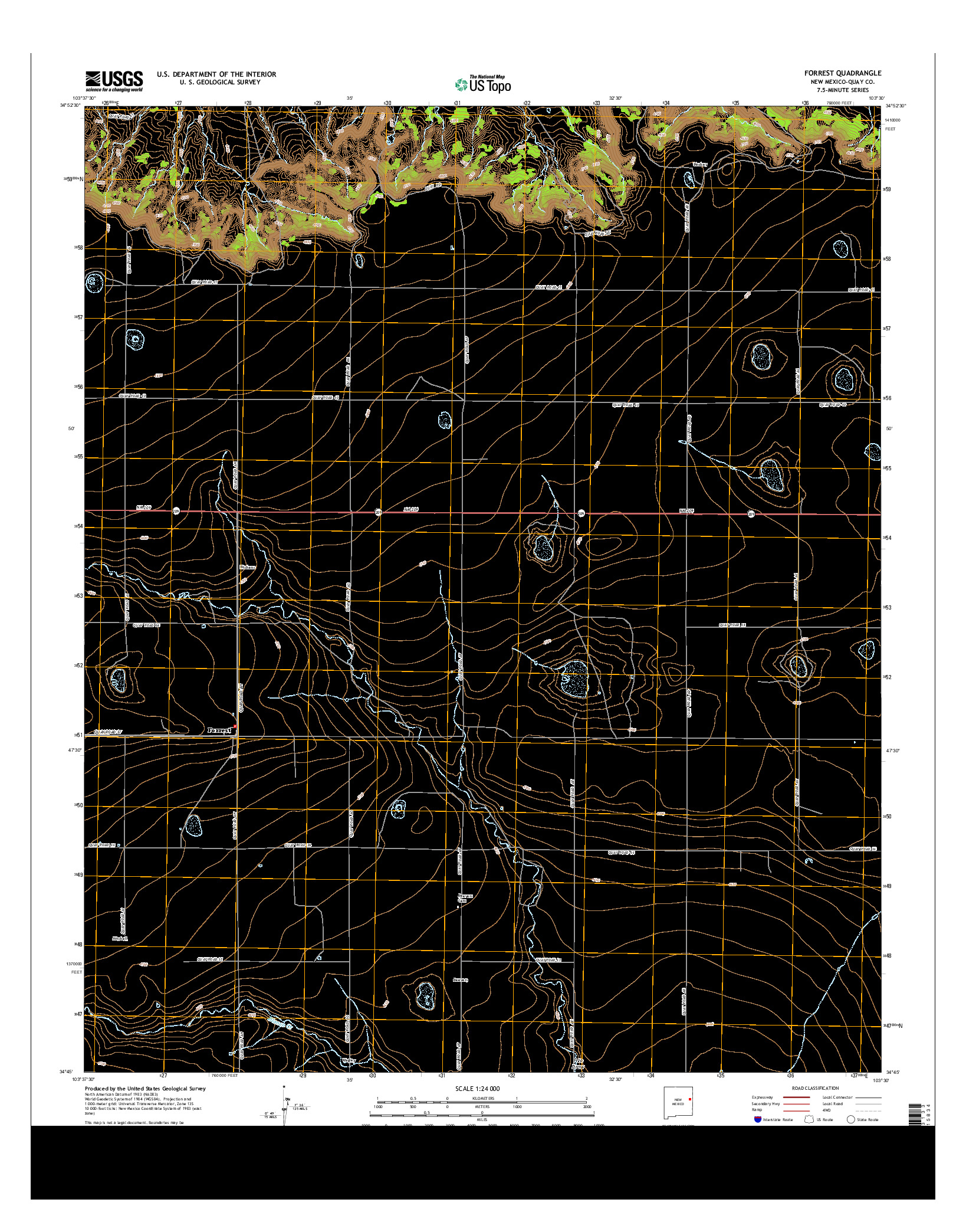 USGS US TOPO 7.5-MINUTE MAP FOR FORREST, NM 2013