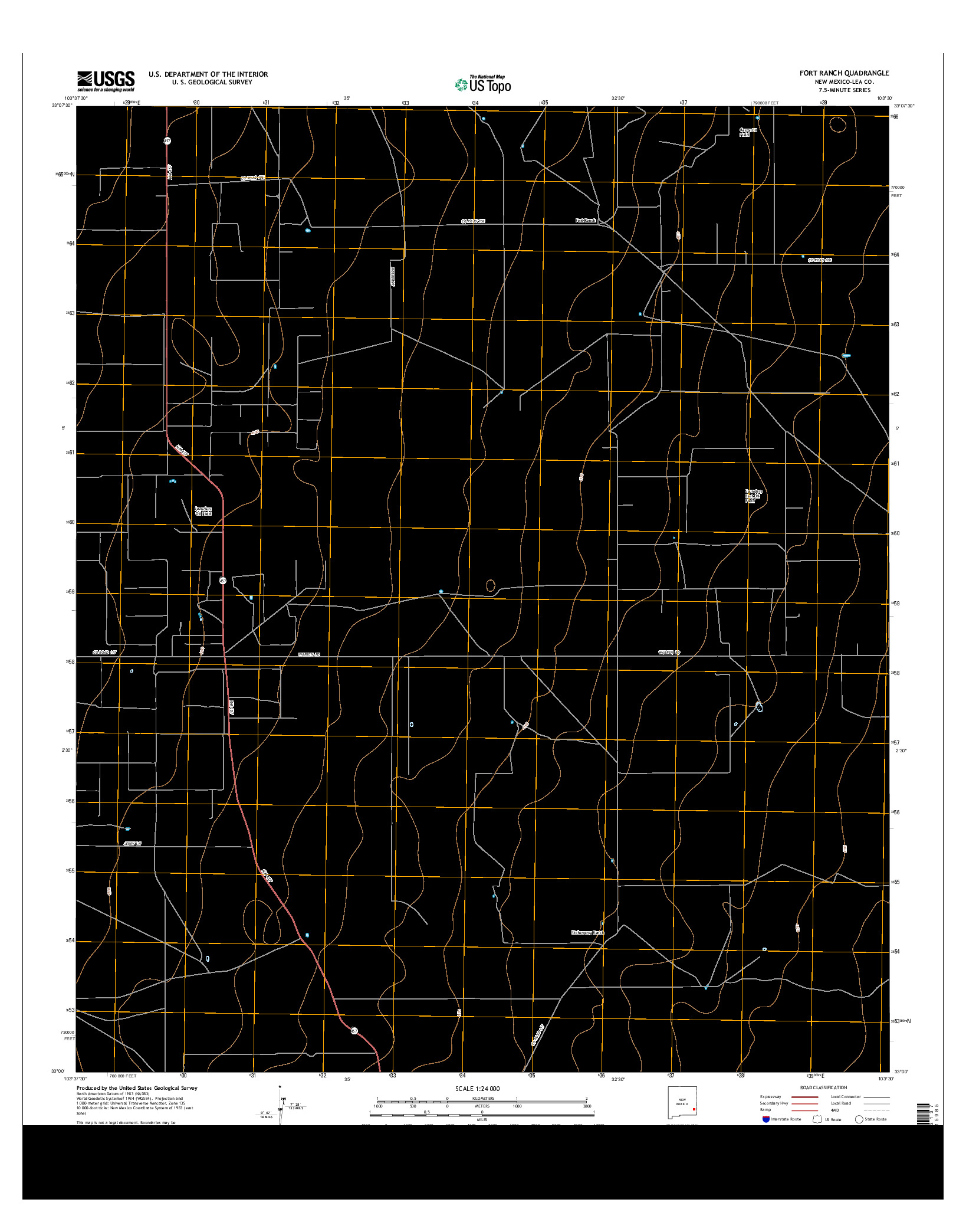 USGS US TOPO 7.5-MINUTE MAP FOR FORT RANCH, NM 2013