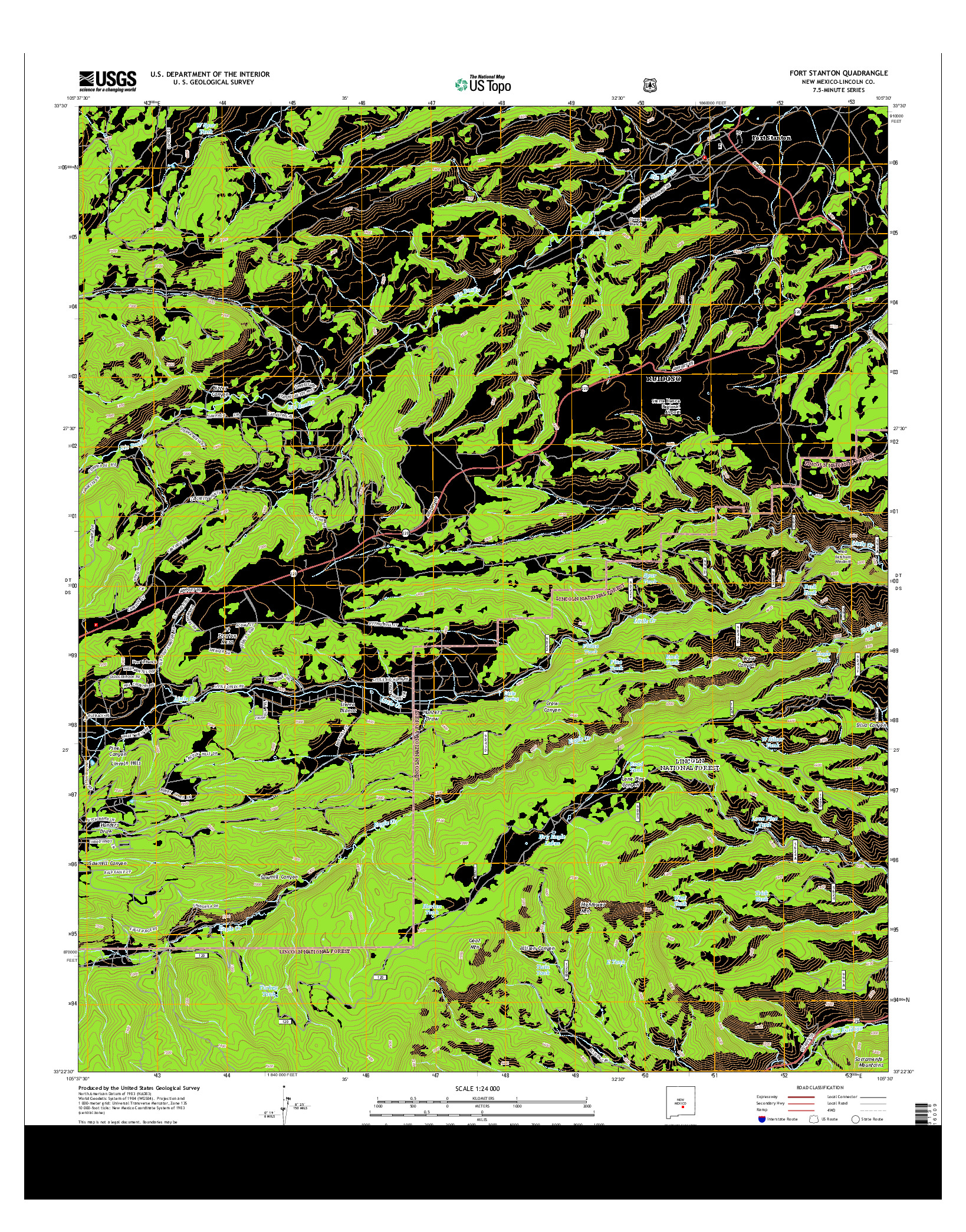 USGS US TOPO 7.5-MINUTE MAP FOR FORT STANTON, NM 2013