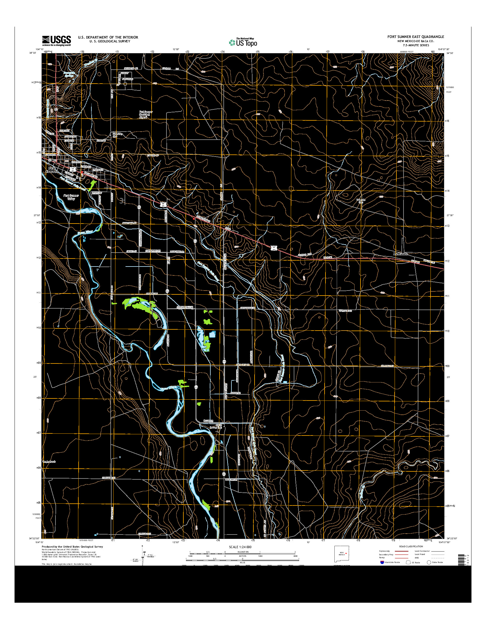 USGS US TOPO 7.5-MINUTE MAP FOR FORT SUMNER EAST, NM 2013