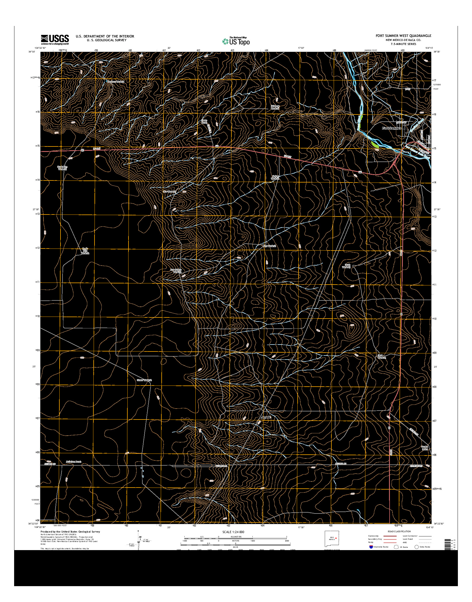 USGS US TOPO 7.5-MINUTE MAP FOR FORT SUMNER WEST, NM 2013
