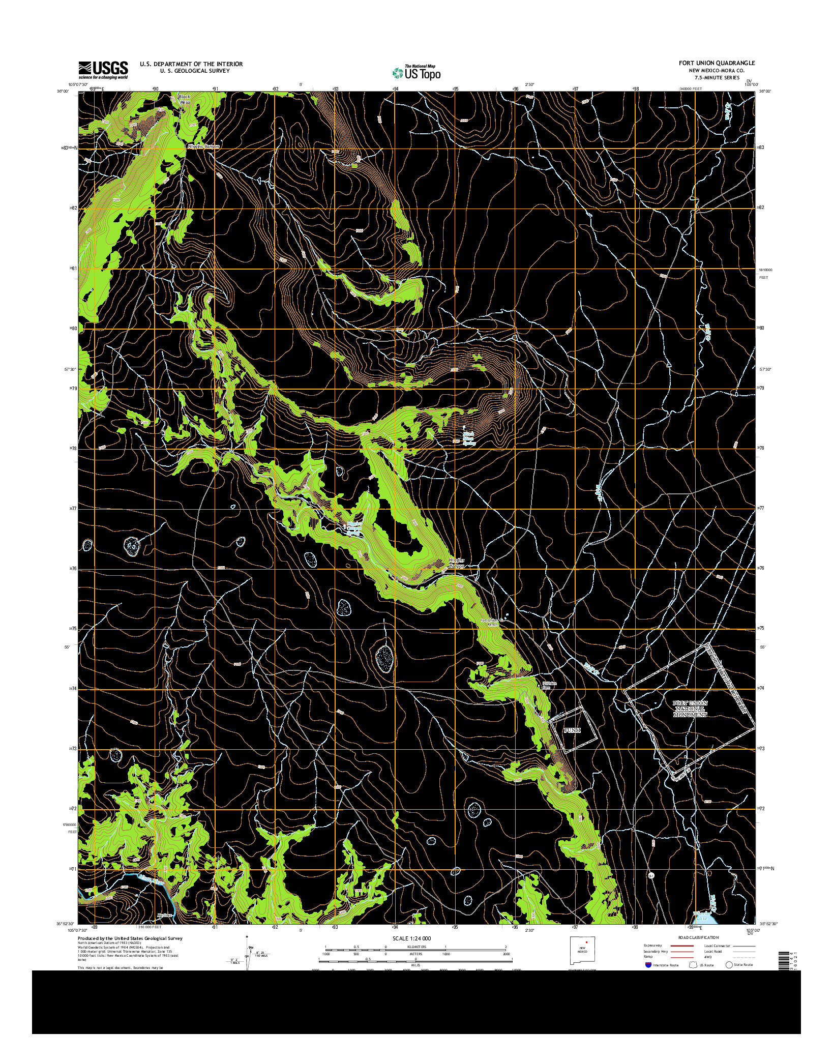 USGS US TOPO 7.5-MINUTE MAP FOR FORT UNION, NM 2013