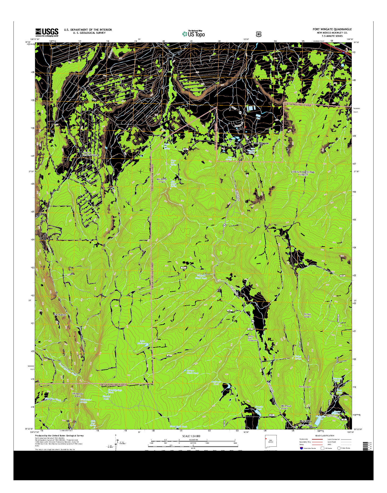 USGS US TOPO 7.5-MINUTE MAP FOR FORT WINGATE, NM 2013