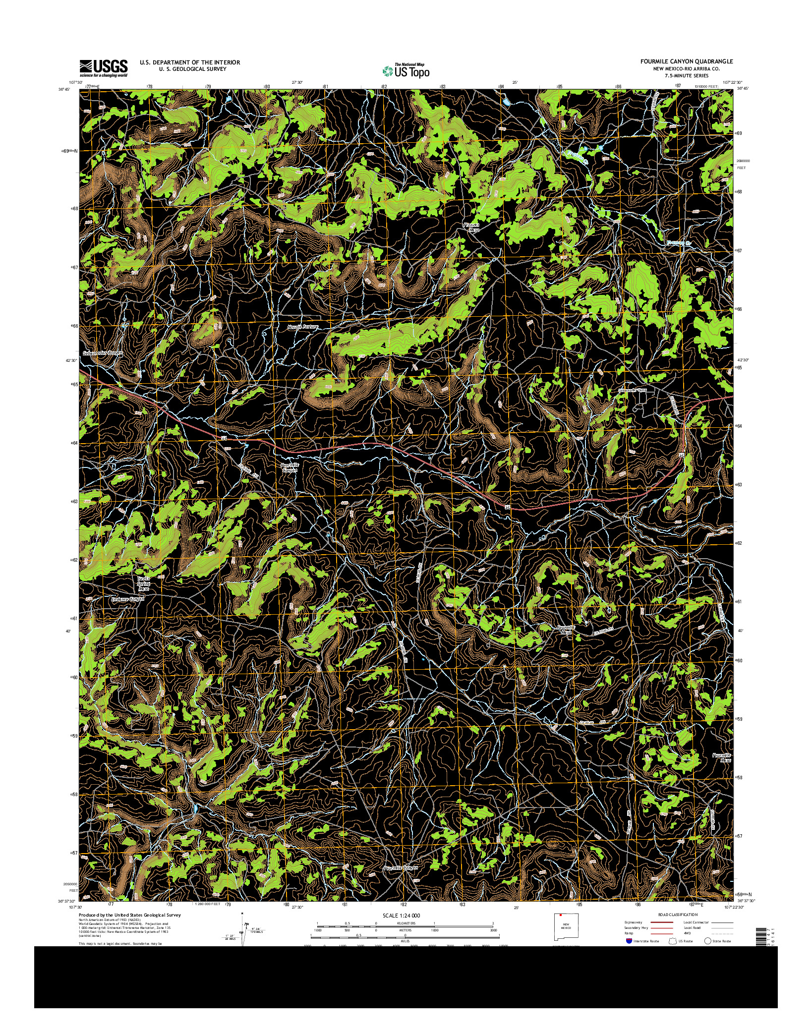 USGS US TOPO 7.5-MINUTE MAP FOR FOURMILE CANYON, NM 2013