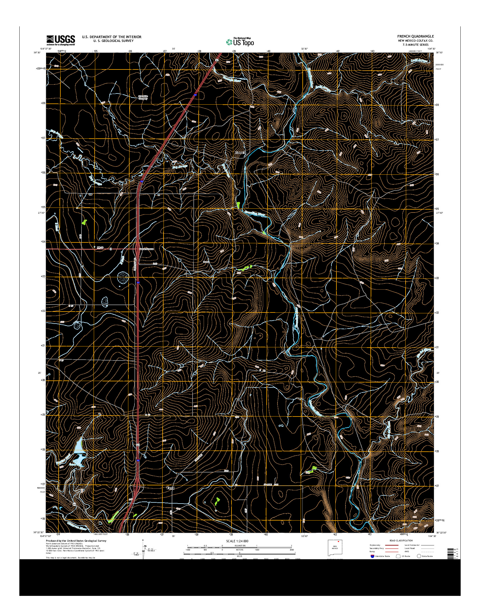 USGS US TOPO 7.5-MINUTE MAP FOR FRENCH, NM 2013