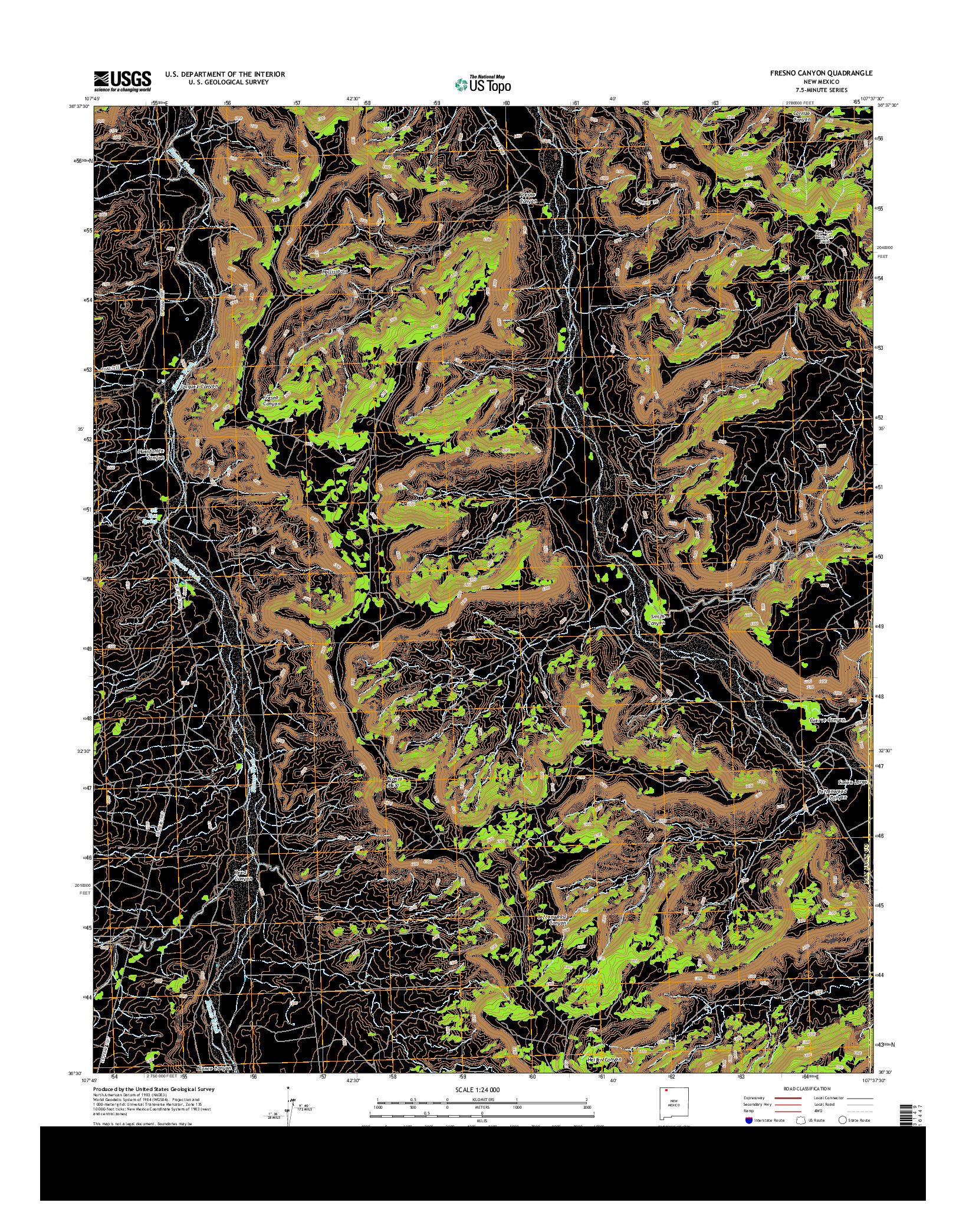 USGS US TOPO 7.5-MINUTE MAP FOR FRESNO CANYON, NM 2013