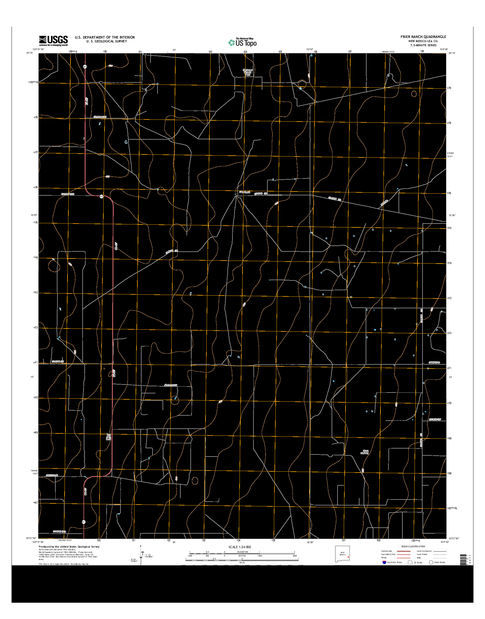 USGS US TOPO 7.5-MINUTE MAP FOR FRIER RANCH, NM 2013