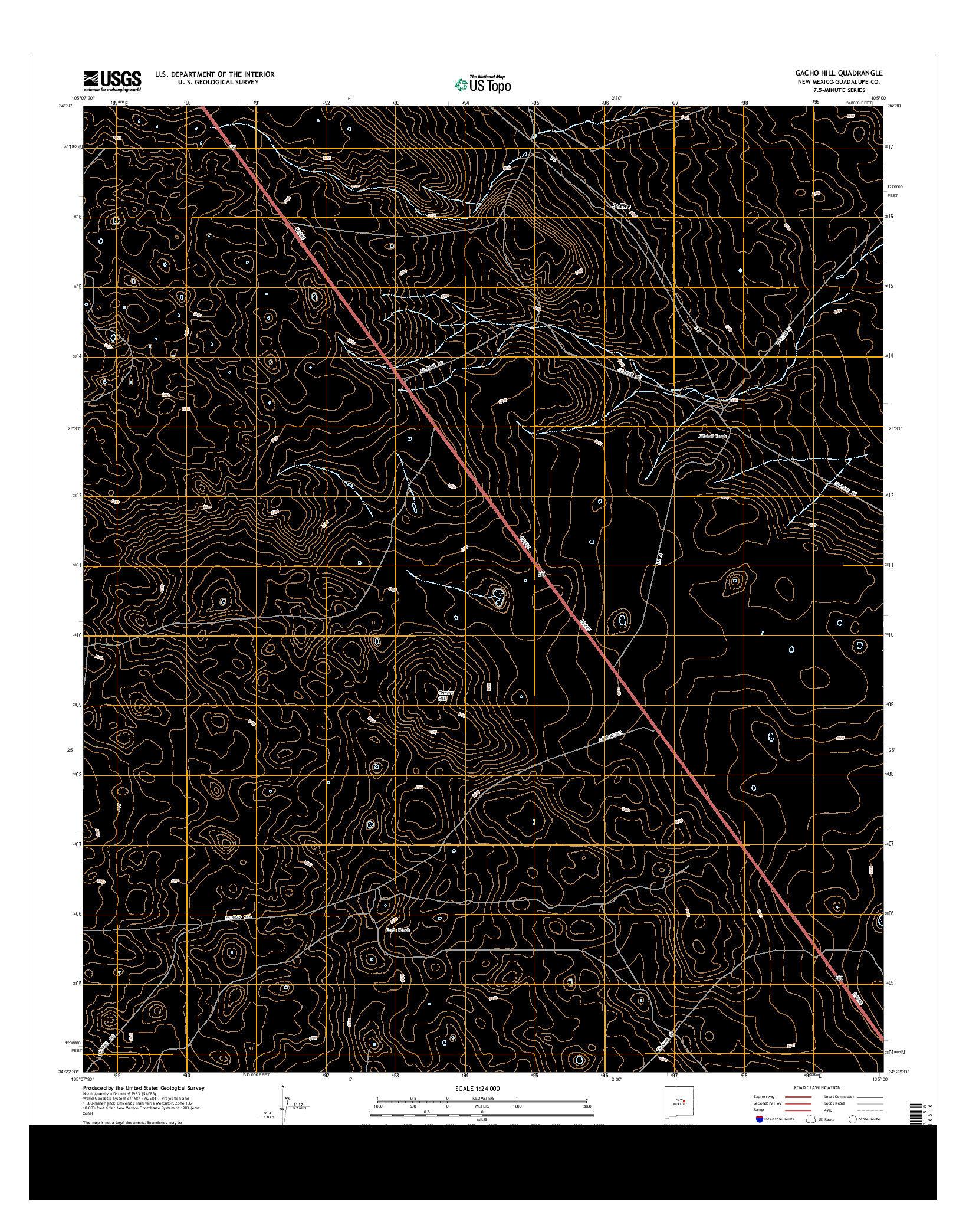 USGS US TOPO 7.5-MINUTE MAP FOR GACHO HILL, NM 2013