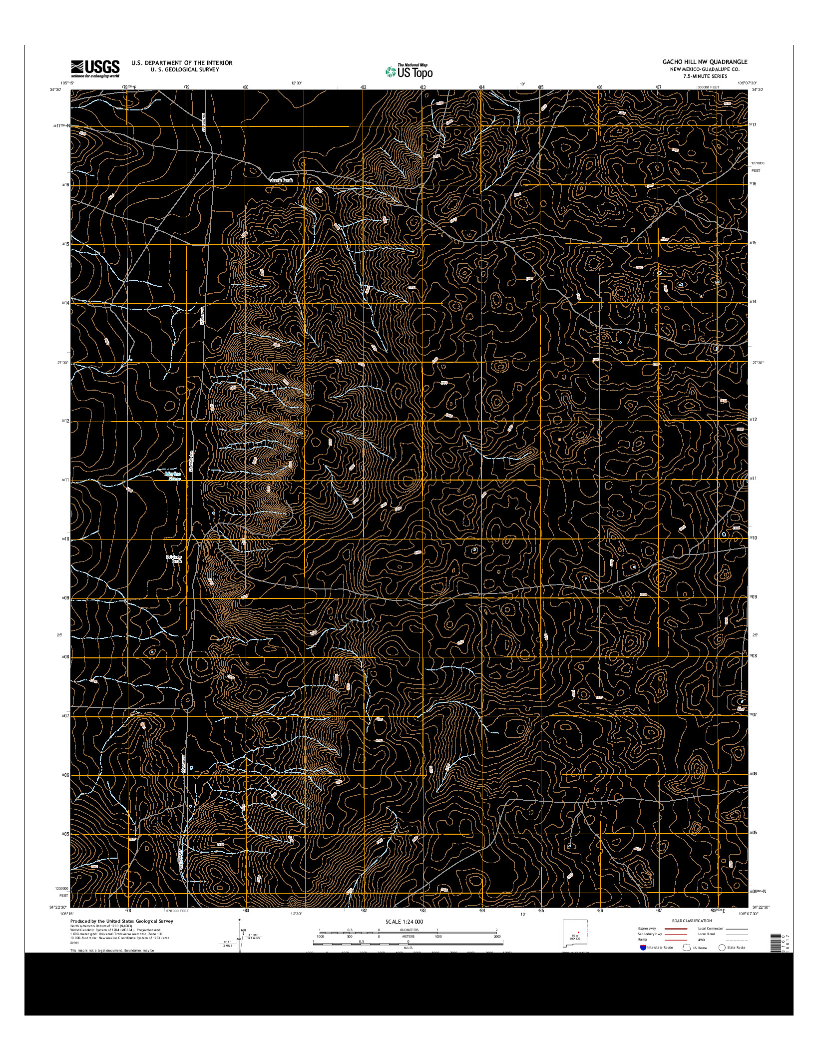 USGS US TOPO 7.5-MINUTE MAP FOR GACHO HILL NW, NM 2013