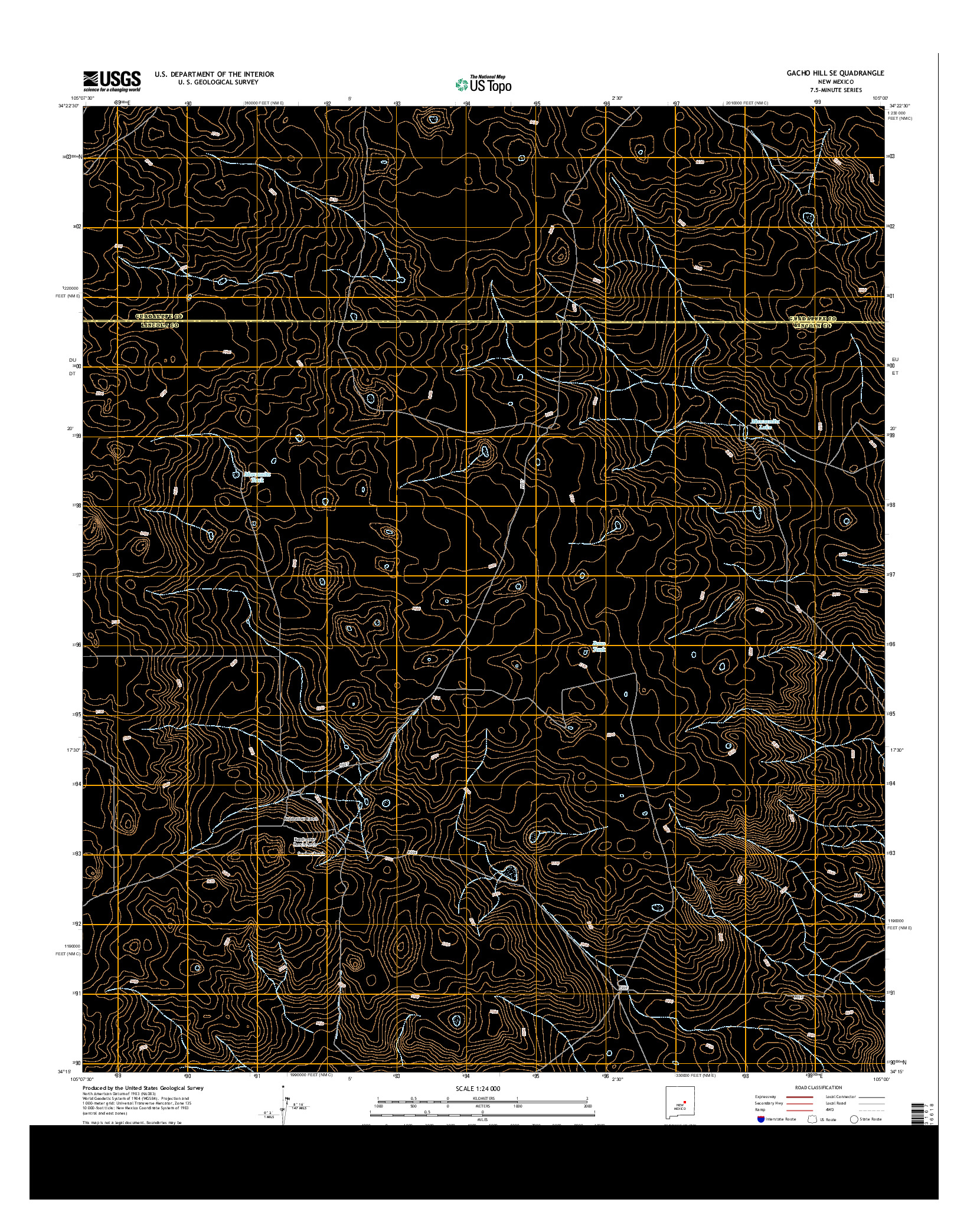 USGS US TOPO 7.5-MINUTE MAP FOR GACHO HILL SE, NM 2013