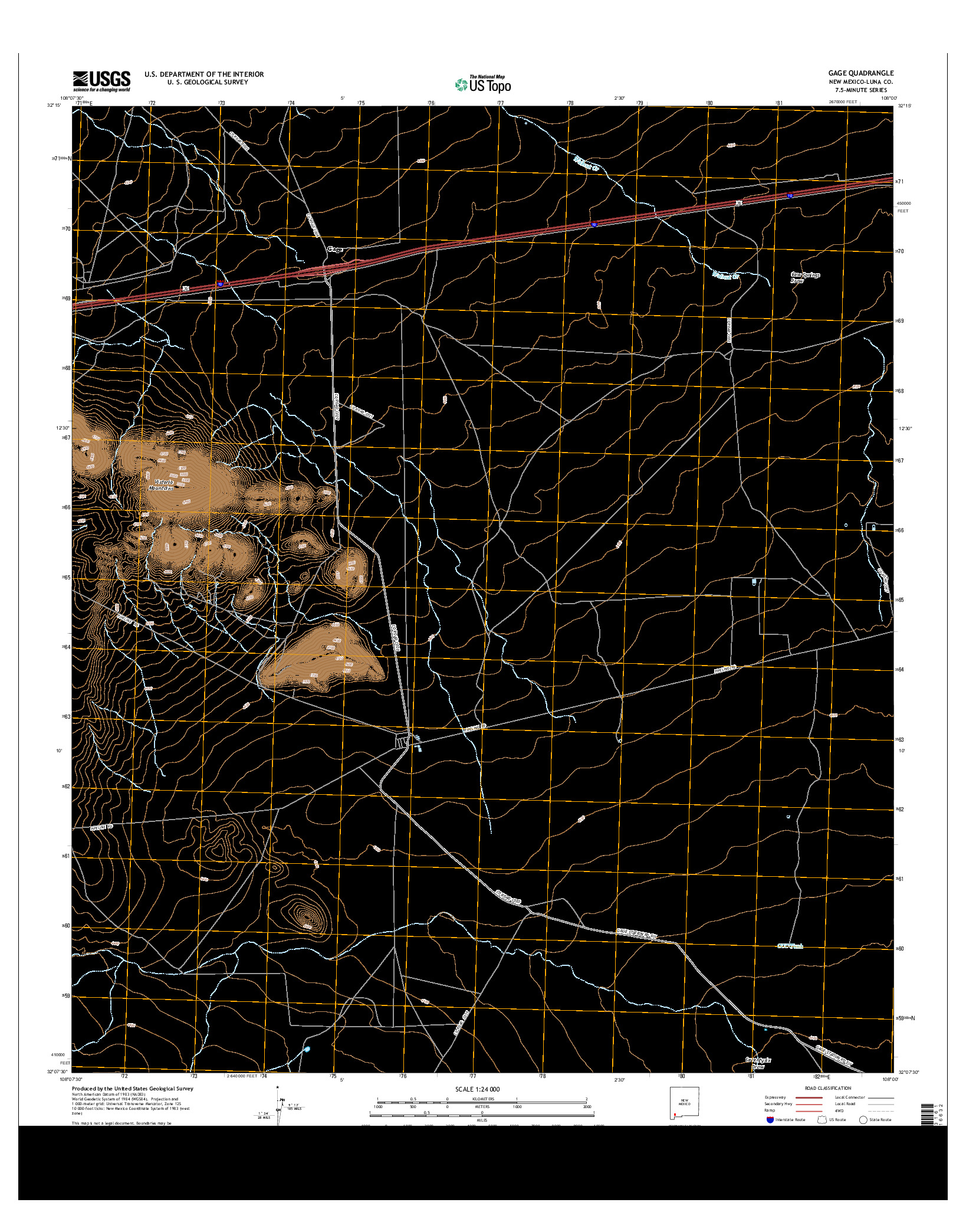 USGS US TOPO 7.5-MINUTE MAP FOR GAGE, NM 2013