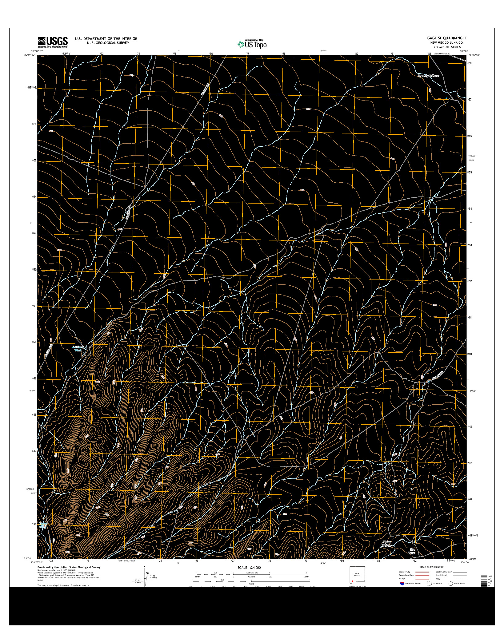 USGS US TOPO 7.5-MINUTE MAP FOR GAGE SE, NM 2013