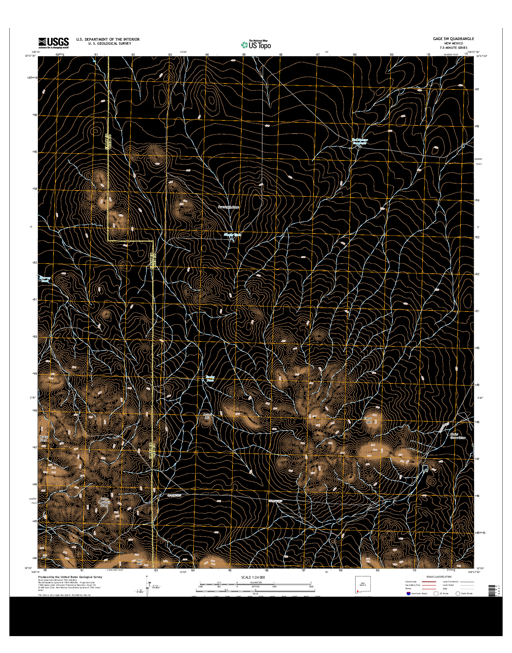 USGS US TOPO 7.5-MINUTE MAP FOR GAGE SW, NM 2013