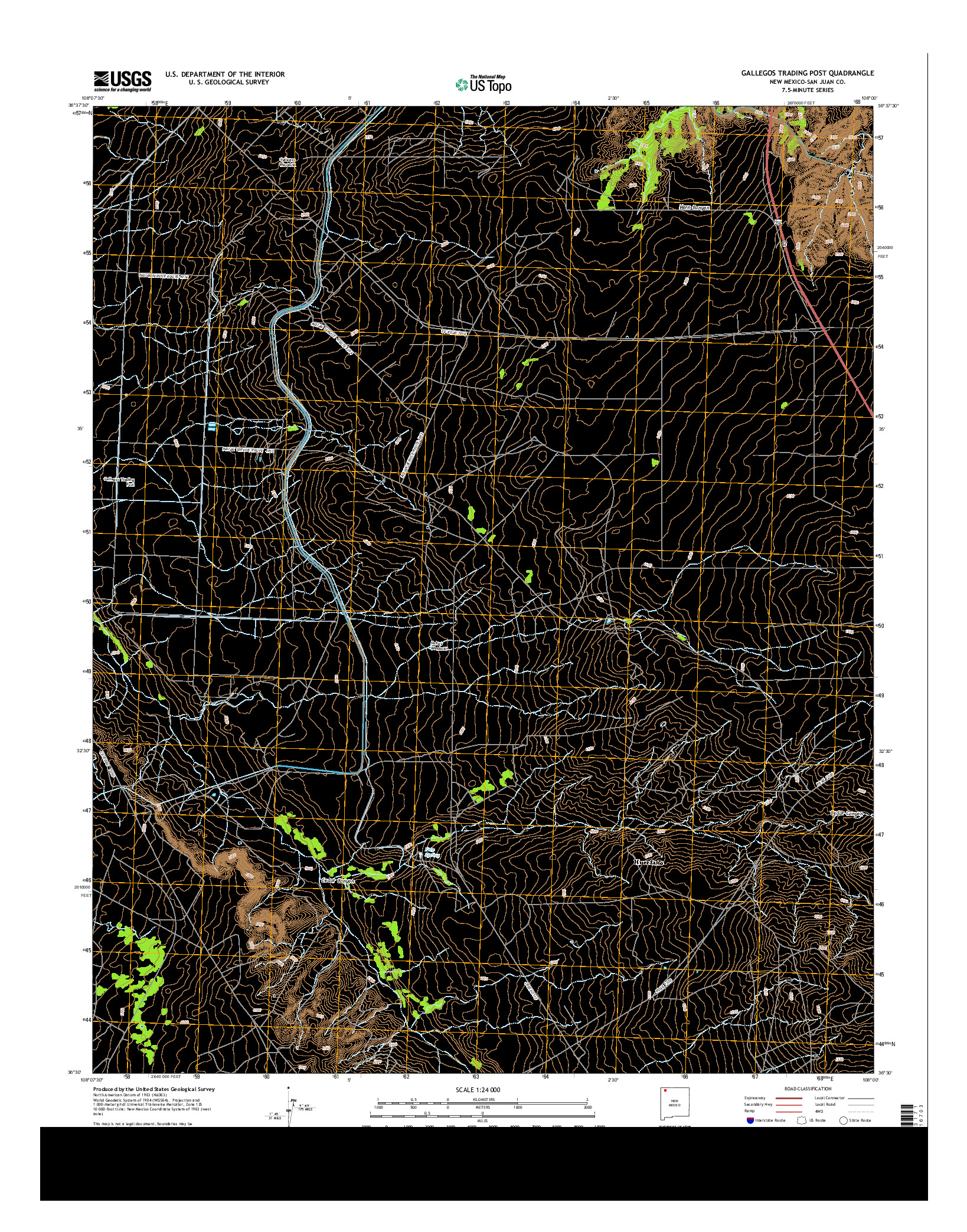 USGS US TOPO 7.5-MINUTE MAP FOR GALLEGOS TRADING POST, NM 2013