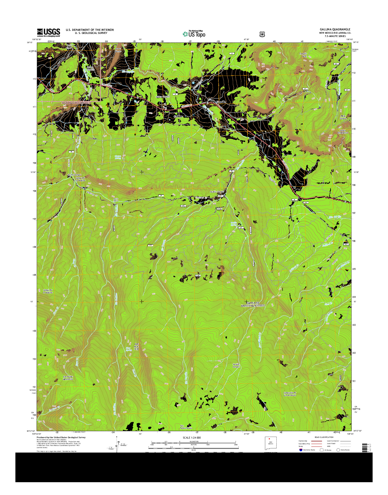 USGS US TOPO 7.5-MINUTE MAP FOR GALLINA, NM 2013