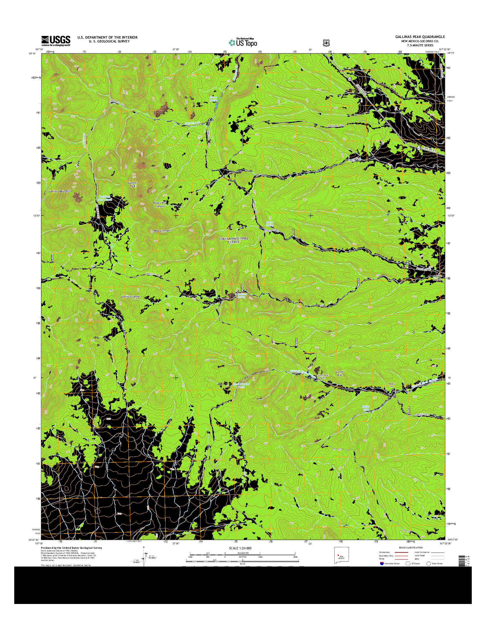 USGS US TOPO 7.5-MINUTE MAP FOR GALLINAS PEAK, NM 2013