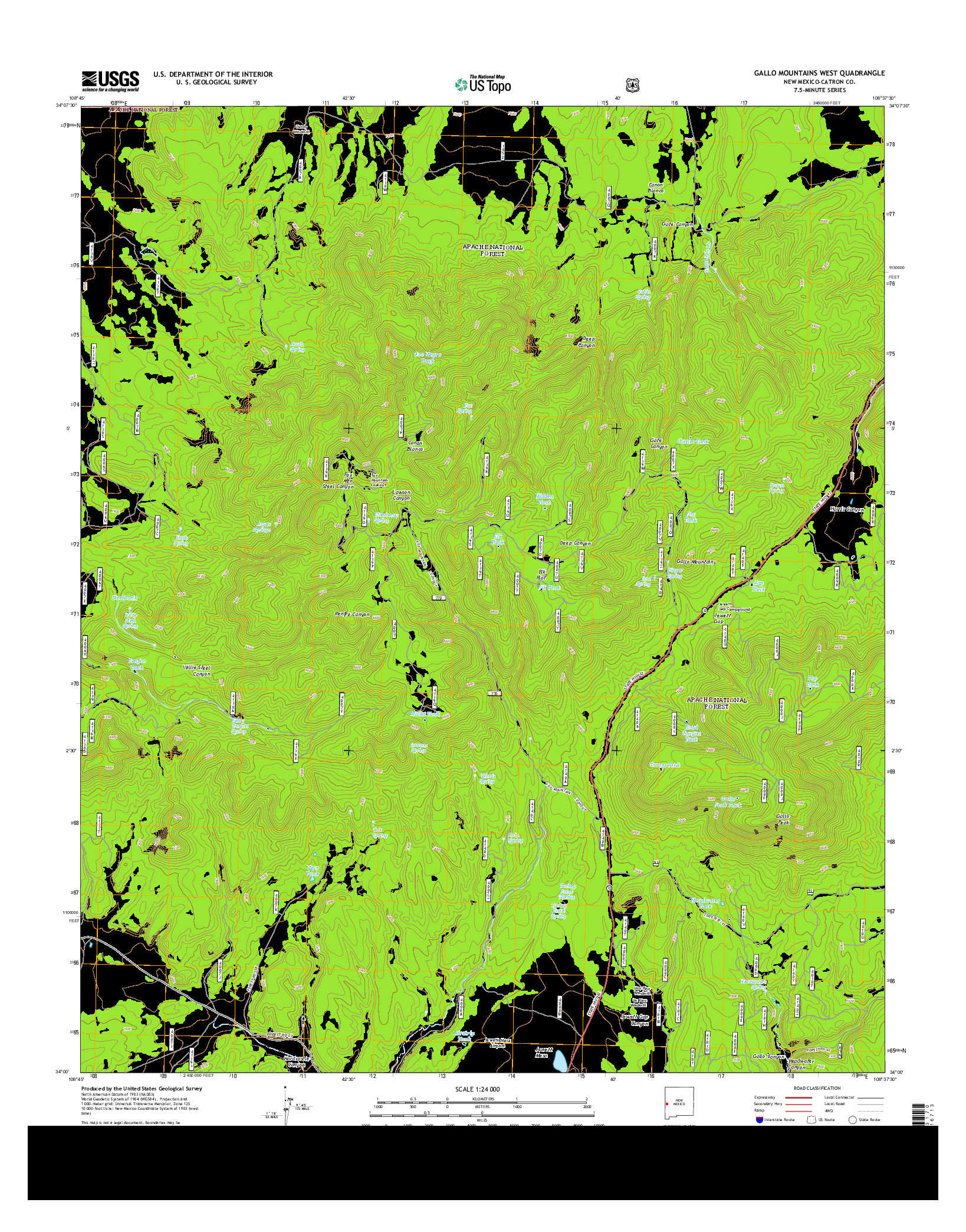 USGS US TOPO 7.5-MINUTE MAP FOR GALLO MOUNTAINS WEST, NM 2013