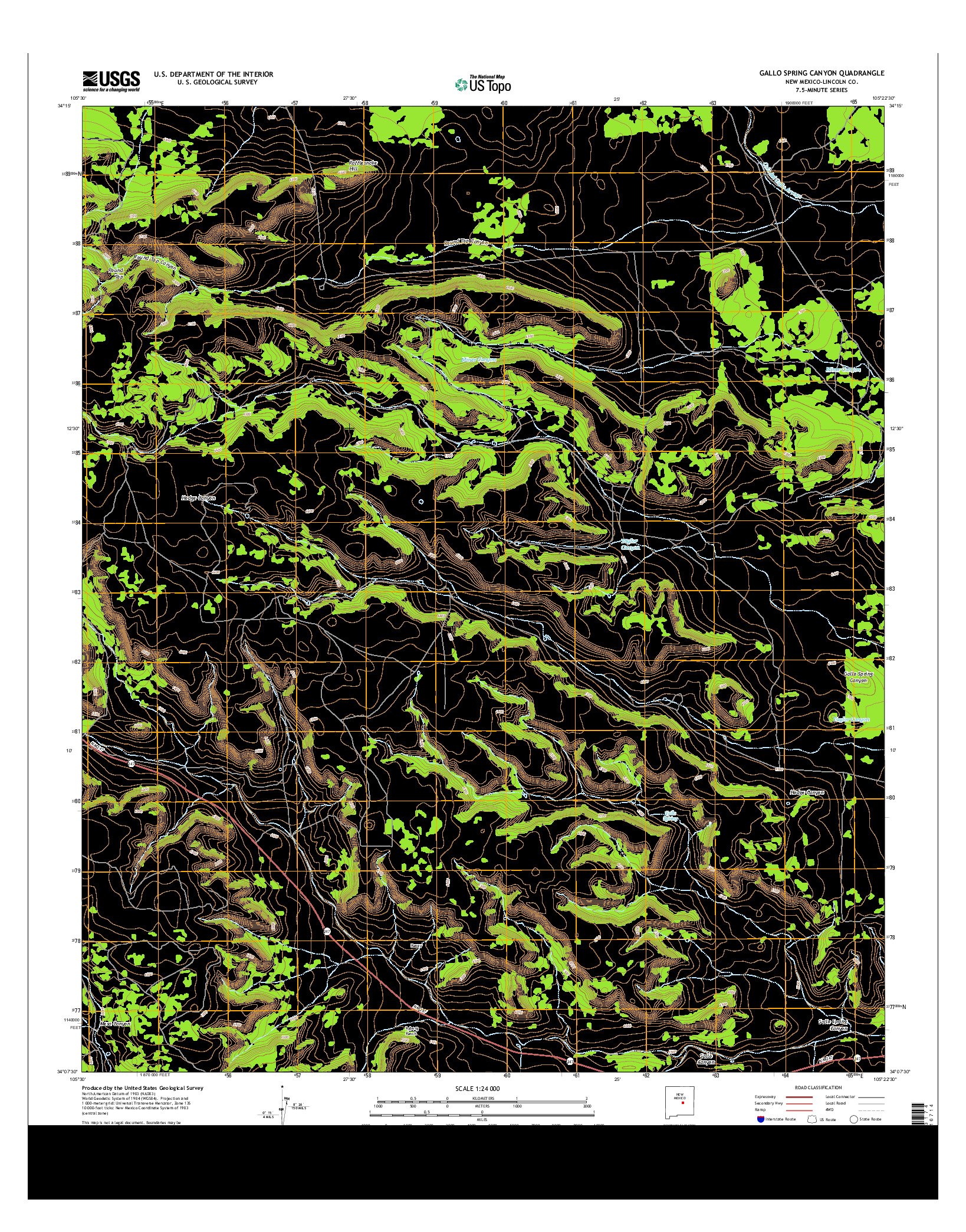USGS US TOPO 7.5-MINUTE MAP FOR GALLO SPRING CANYON, NM 2013