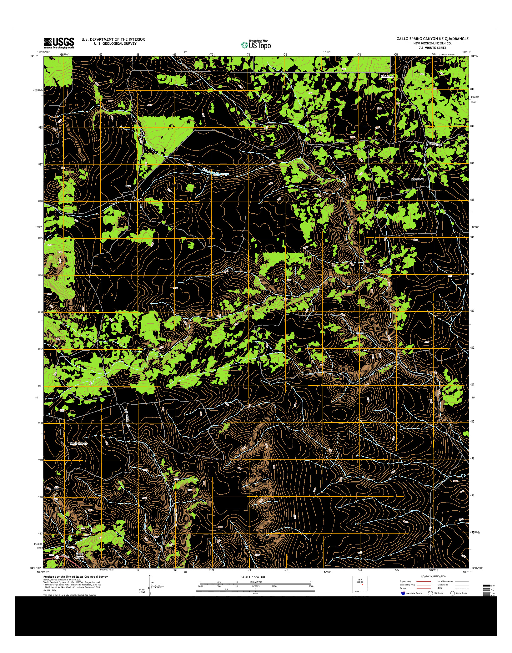 USGS US TOPO 7.5-MINUTE MAP FOR GALLO SPRING CANYON NE, NM 2013