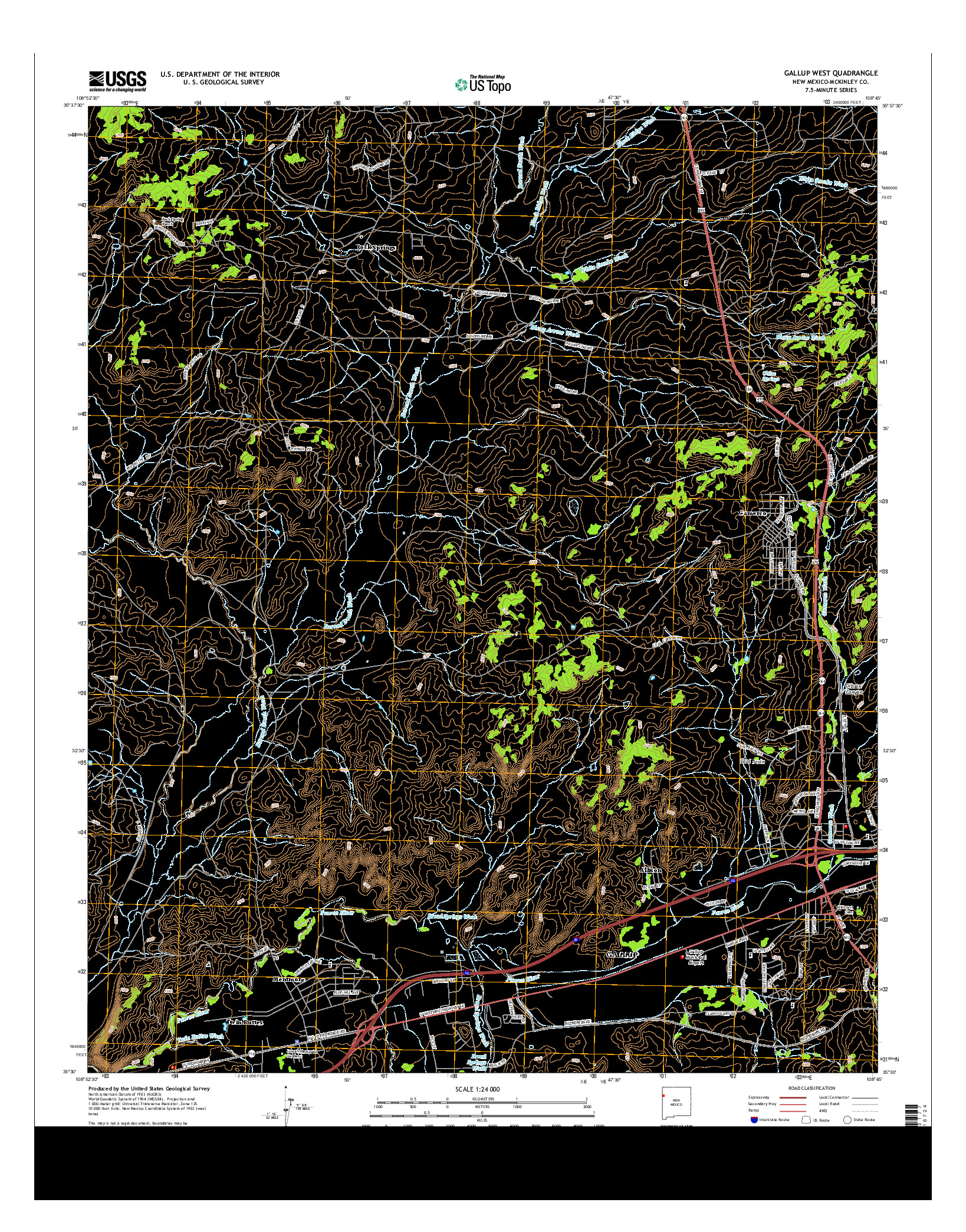 USGS US TOPO 7.5-MINUTE MAP FOR GALLUP WEST, NM 2013