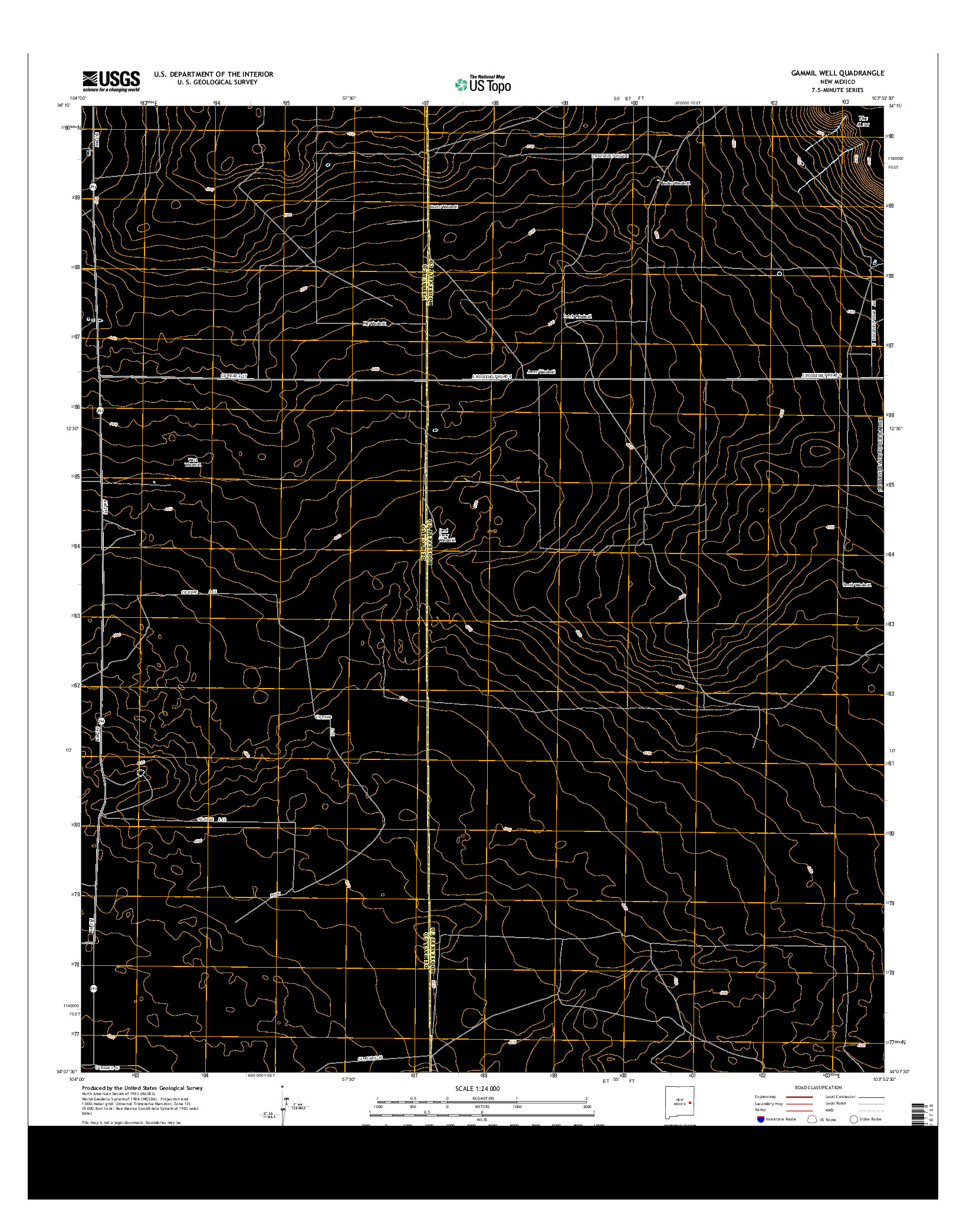 USGS US TOPO 7.5-MINUTE MAP FOR GAMMIL WELL, NM 2013