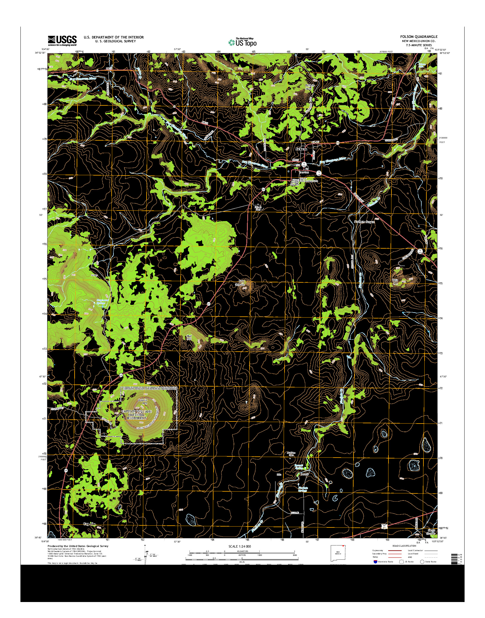 USGS US TOPO 7.5-MINUTE MAP FOR FOLSOM, NM 2013