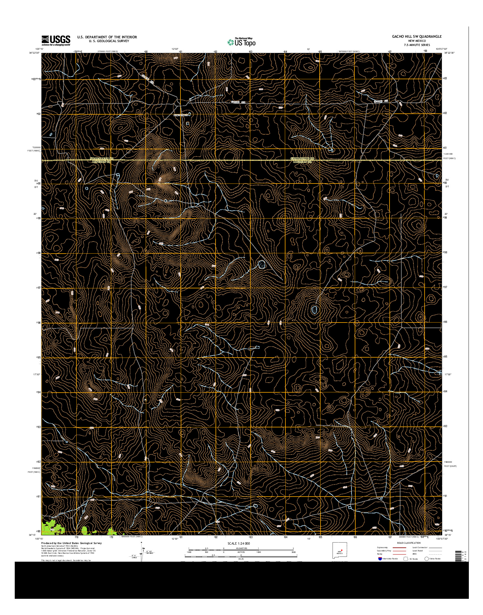 USGS US TOPO 7.5-MINUTE MAP FOR GACHO HILL SW, NM 2013