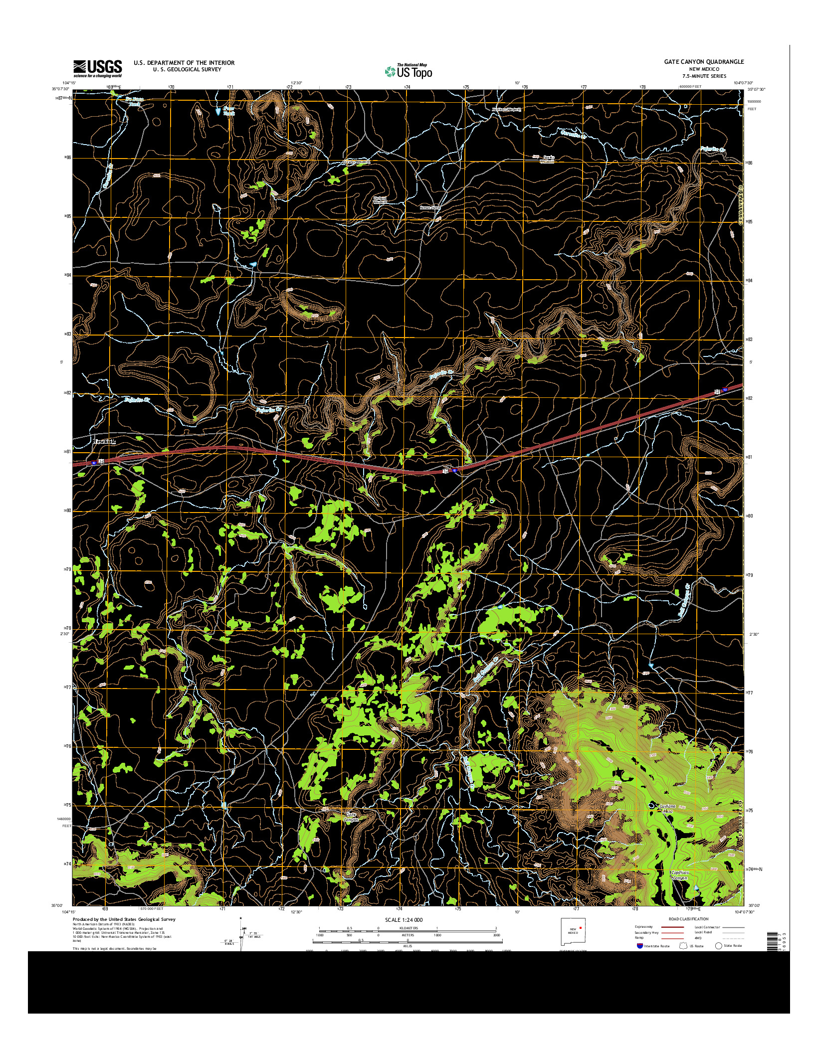 USGS US TOPO 7.5-MINUTE MAP FOR GATE CANYON, NM 2013
