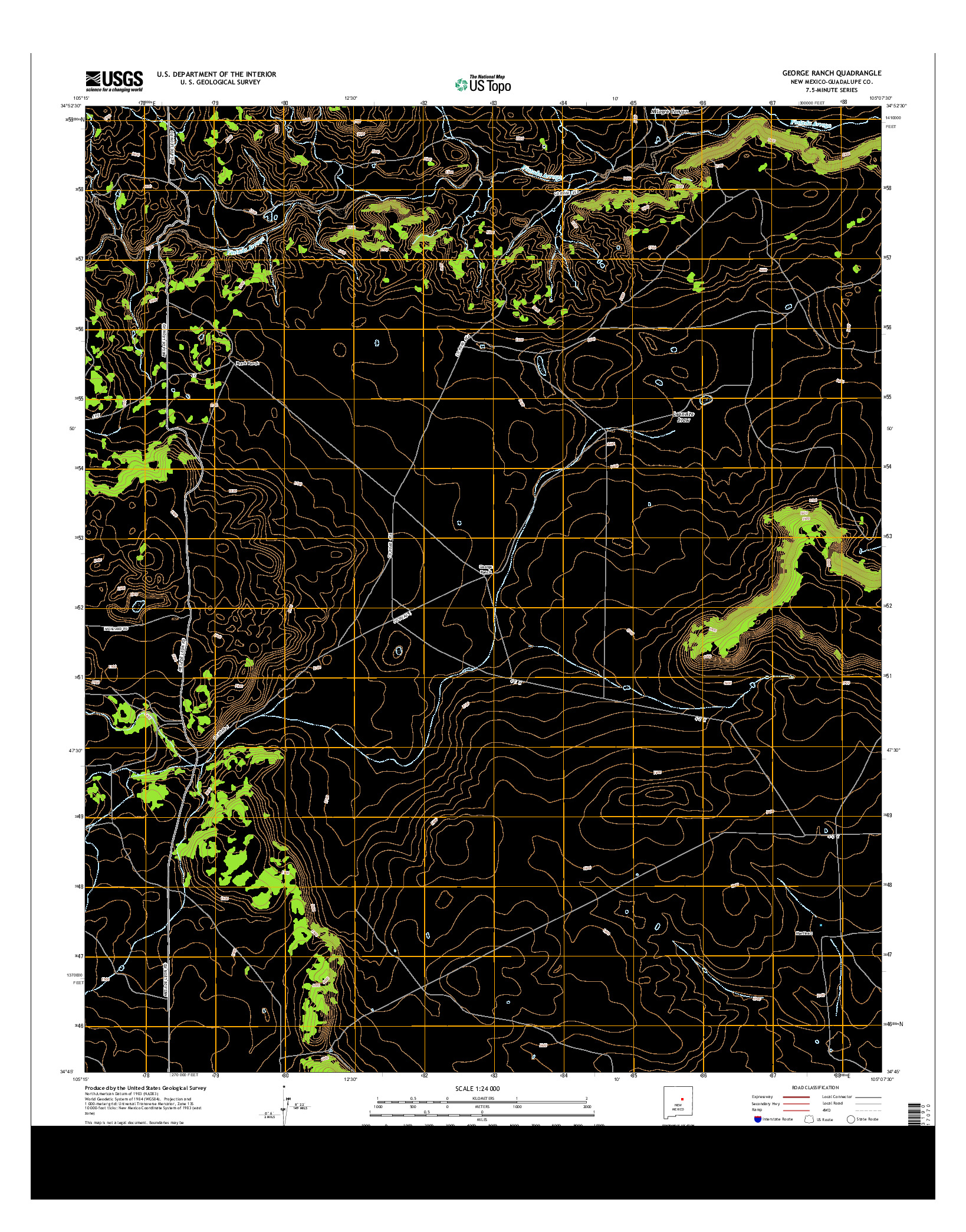USGS US TOPO 7.5-MINUTE MAP FOR GEORGE RANCH, NM 2013